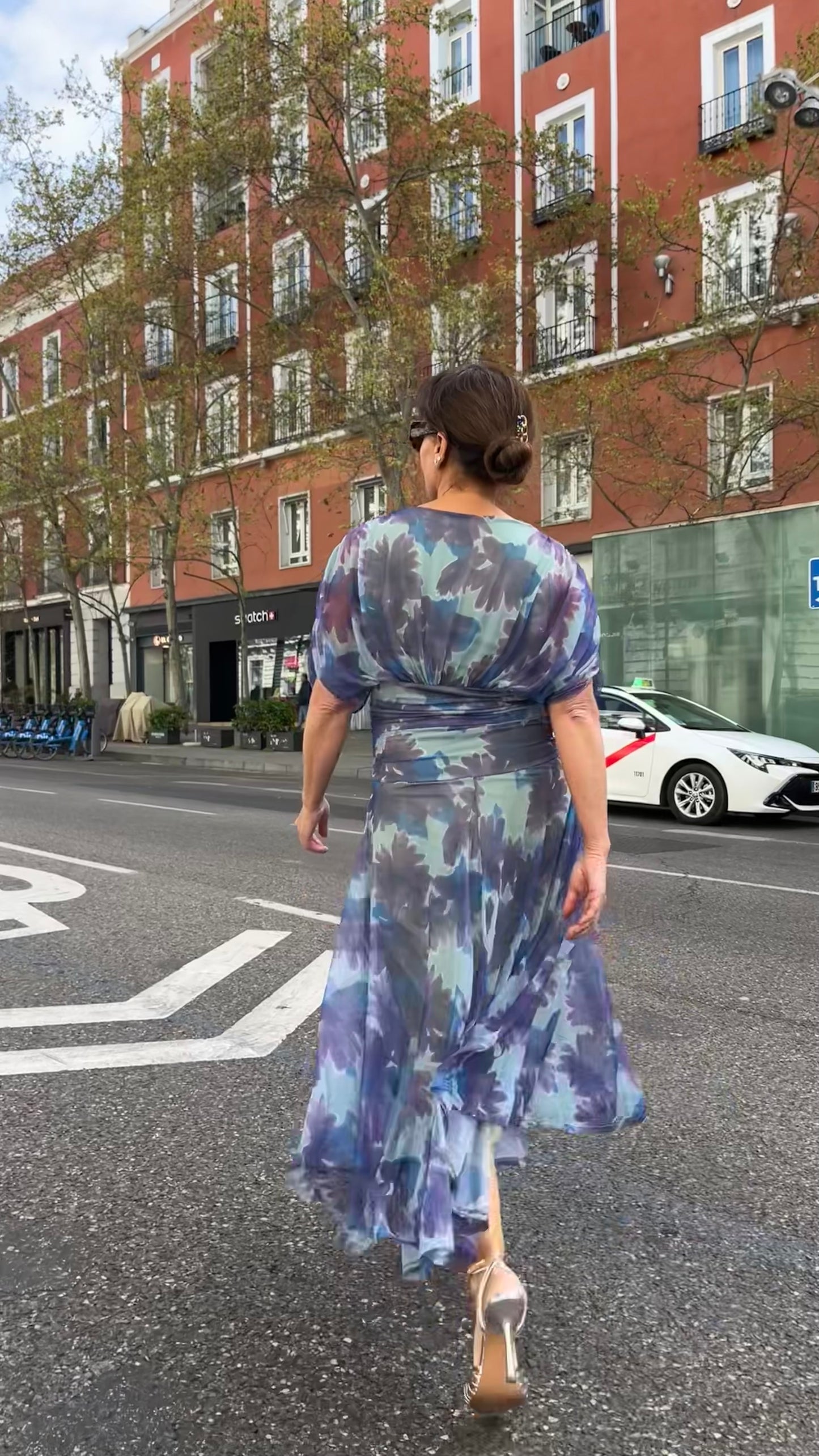 Vestido midi estampado punto elástico talla única invitada celebraciones