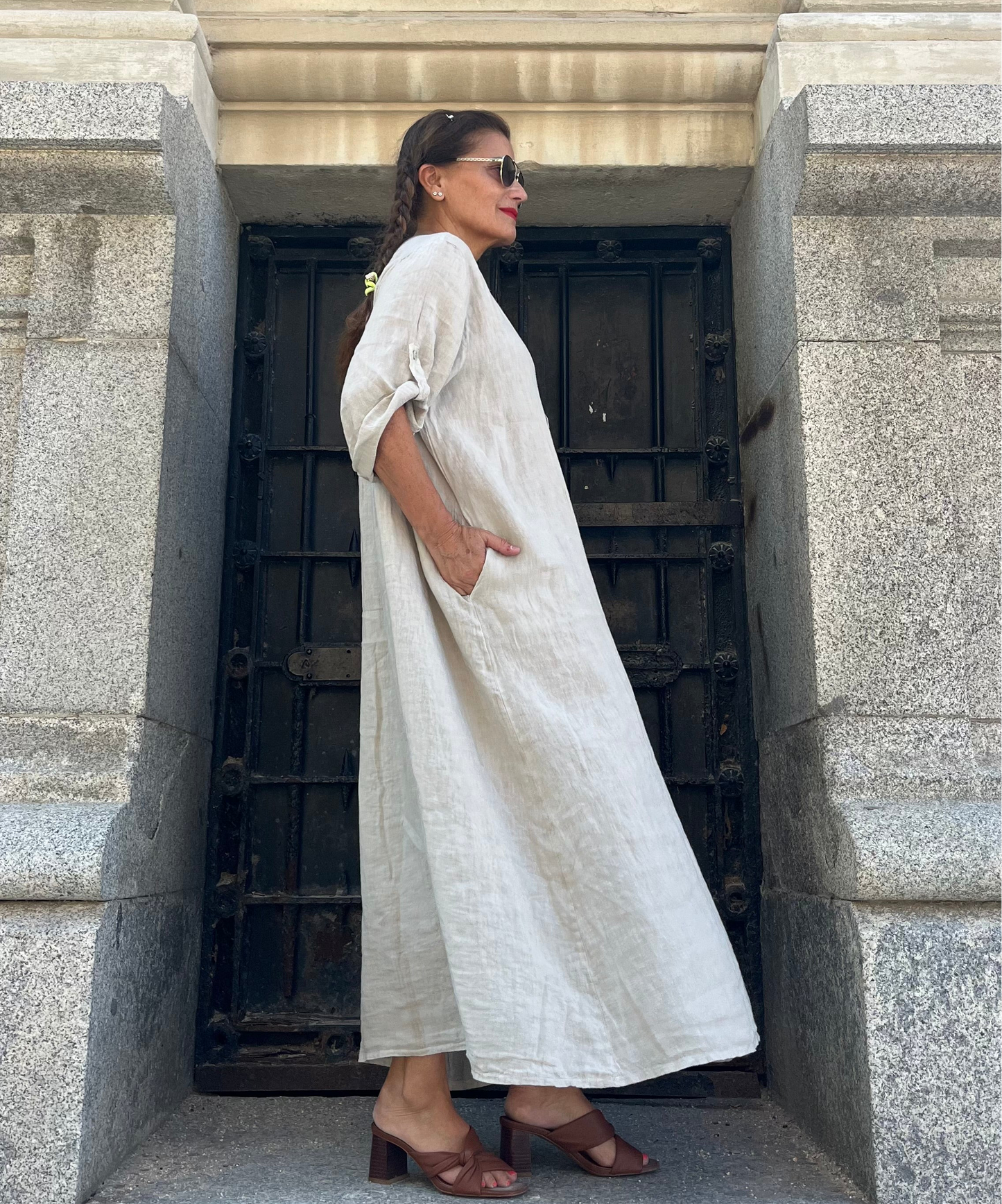 Vestido largo de lino Arena