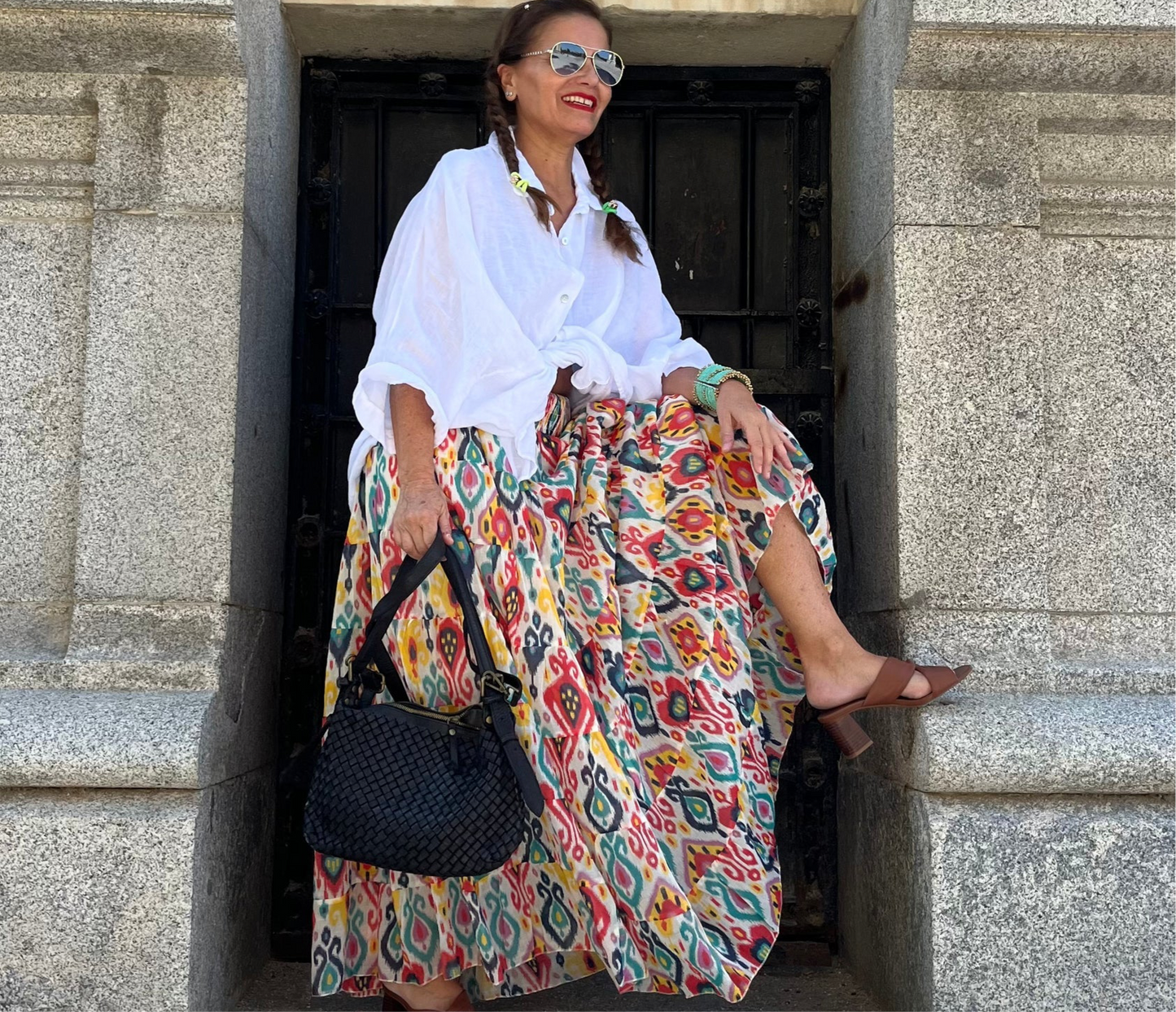 Bolso trenzado negro piel