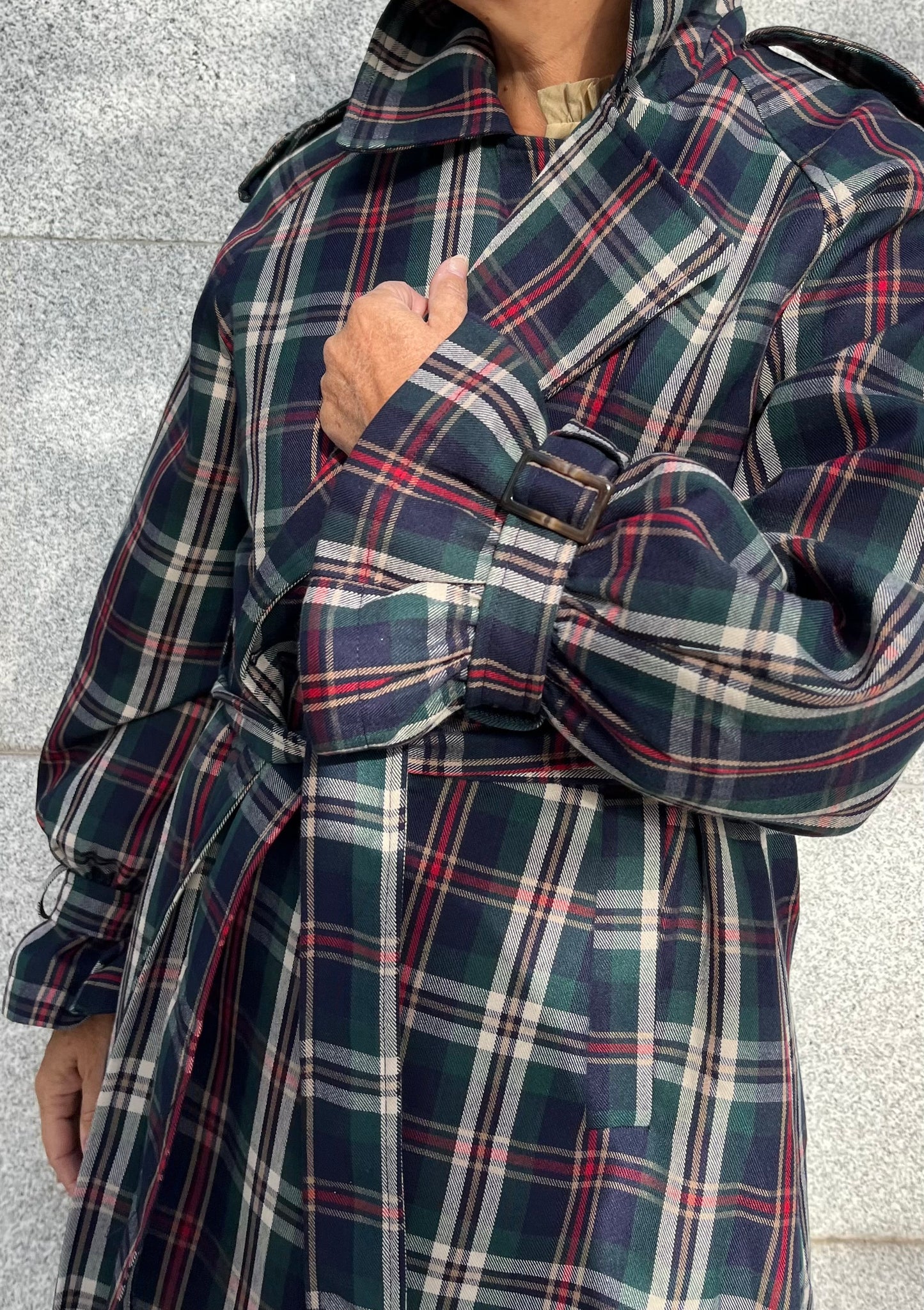 Gabardina estampado Tartán Verde azul