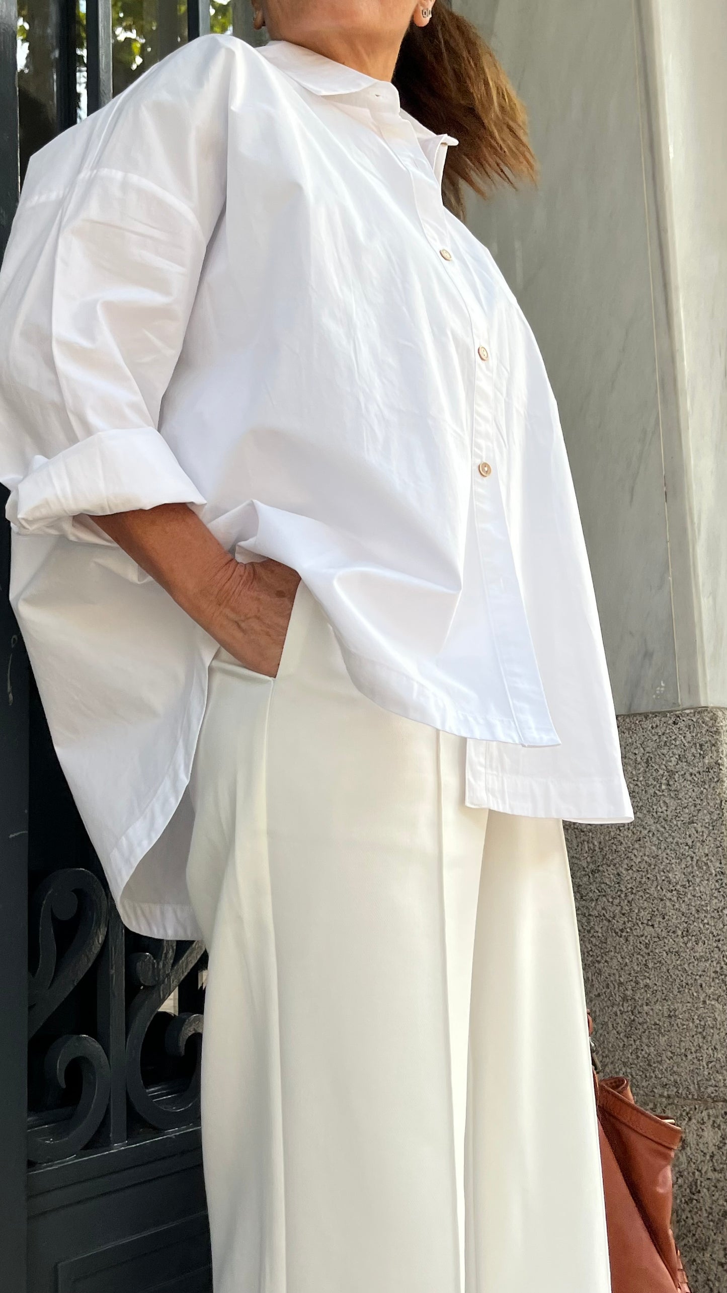 Maxi camisa Marrón / Blanca