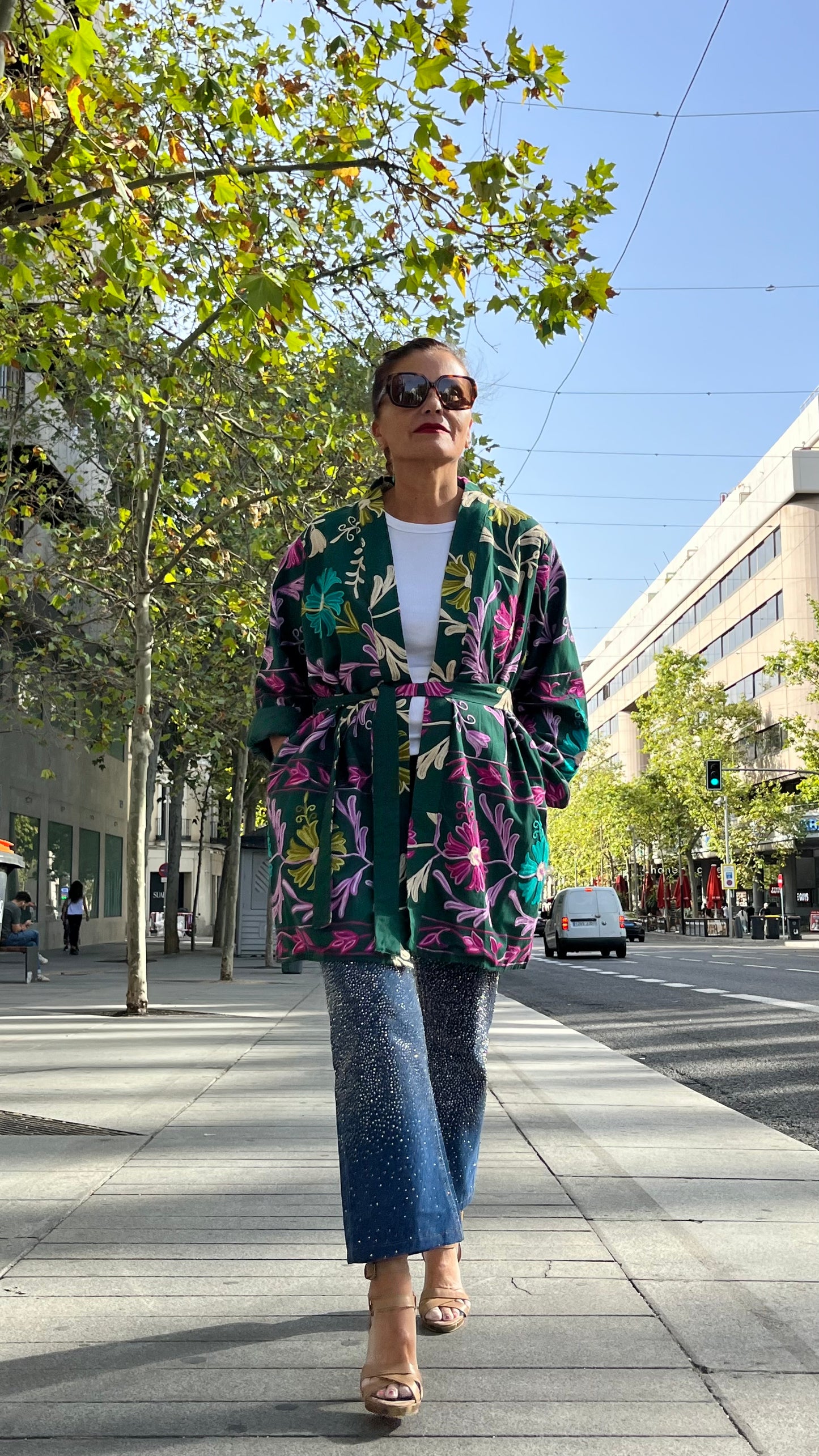 Chaqueta bordada multicolor