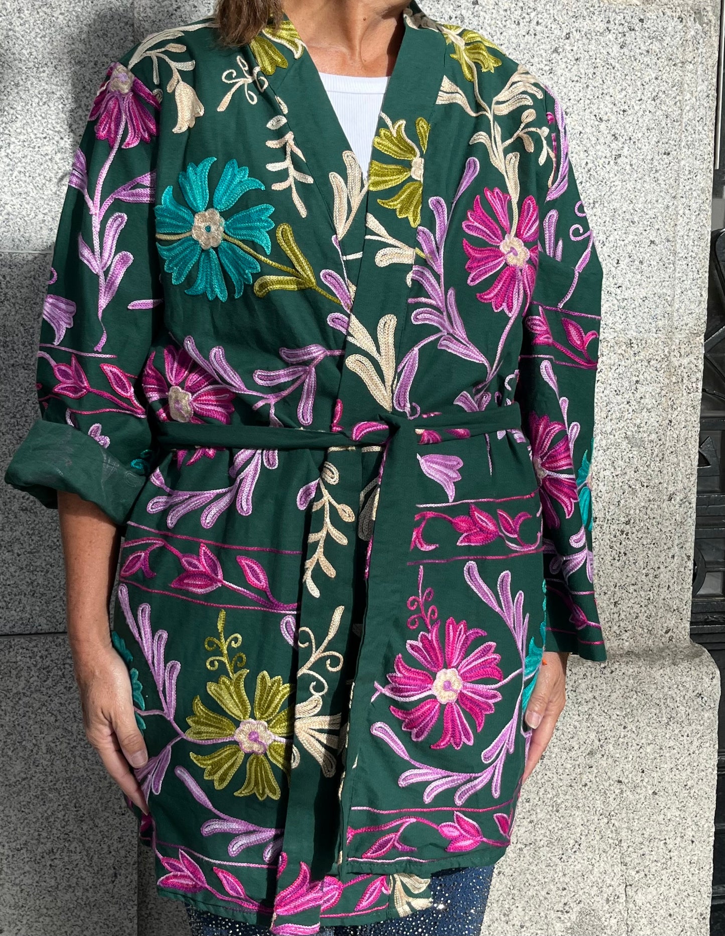 Chaqueta bordada multicolor