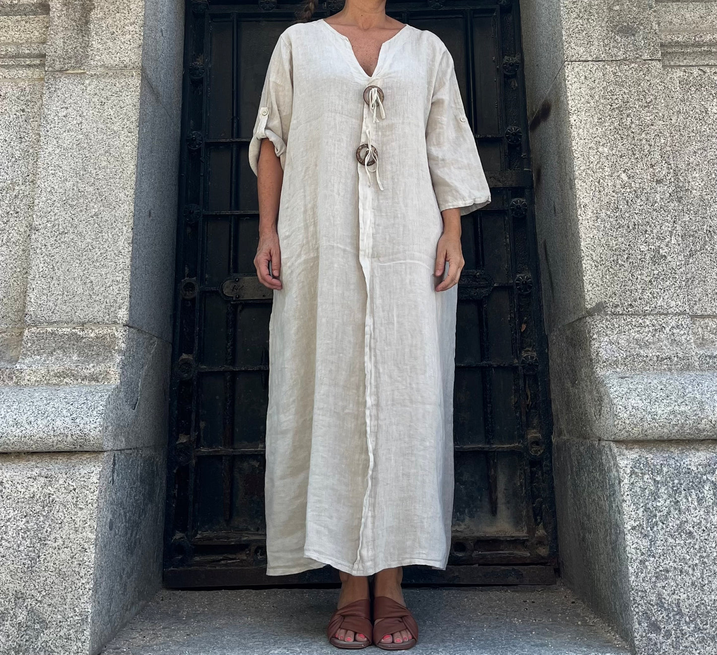 Vestido largo de lino Arena