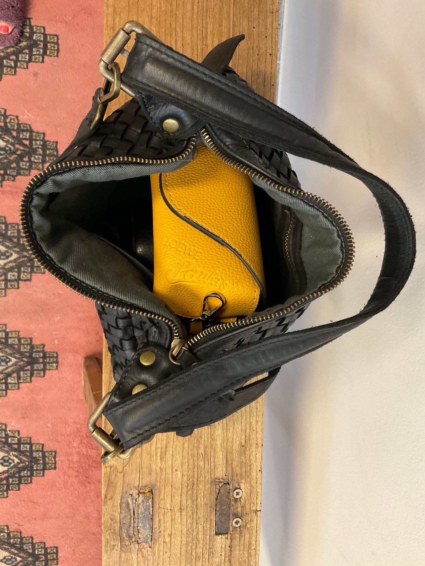 Bolso trenzado negro piel
