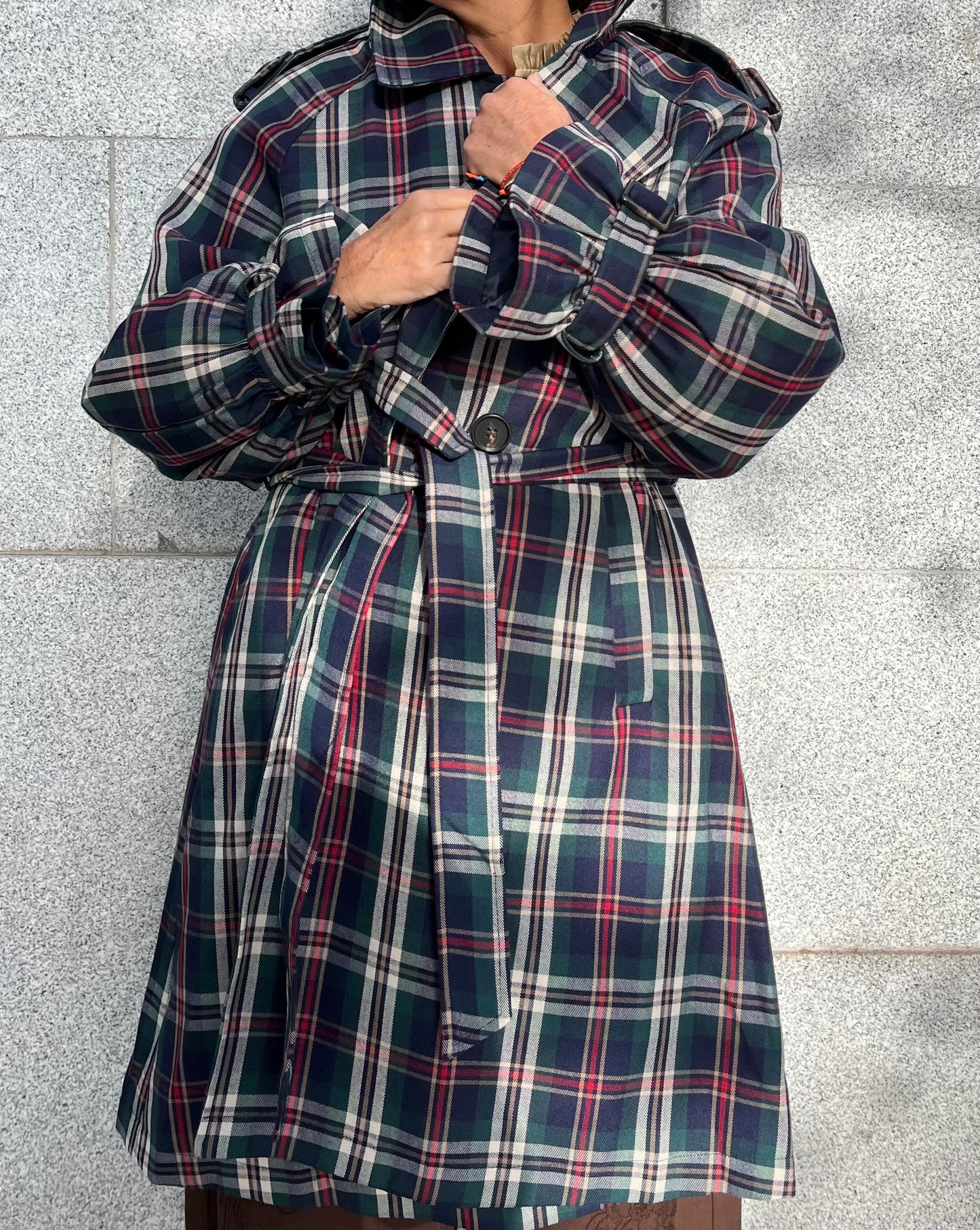 Gabardina estampado Tartán Verde azul
