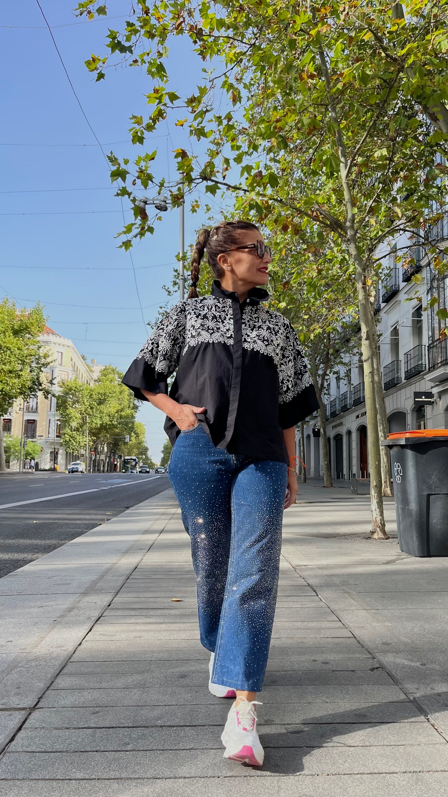 Camisa algodón bordada