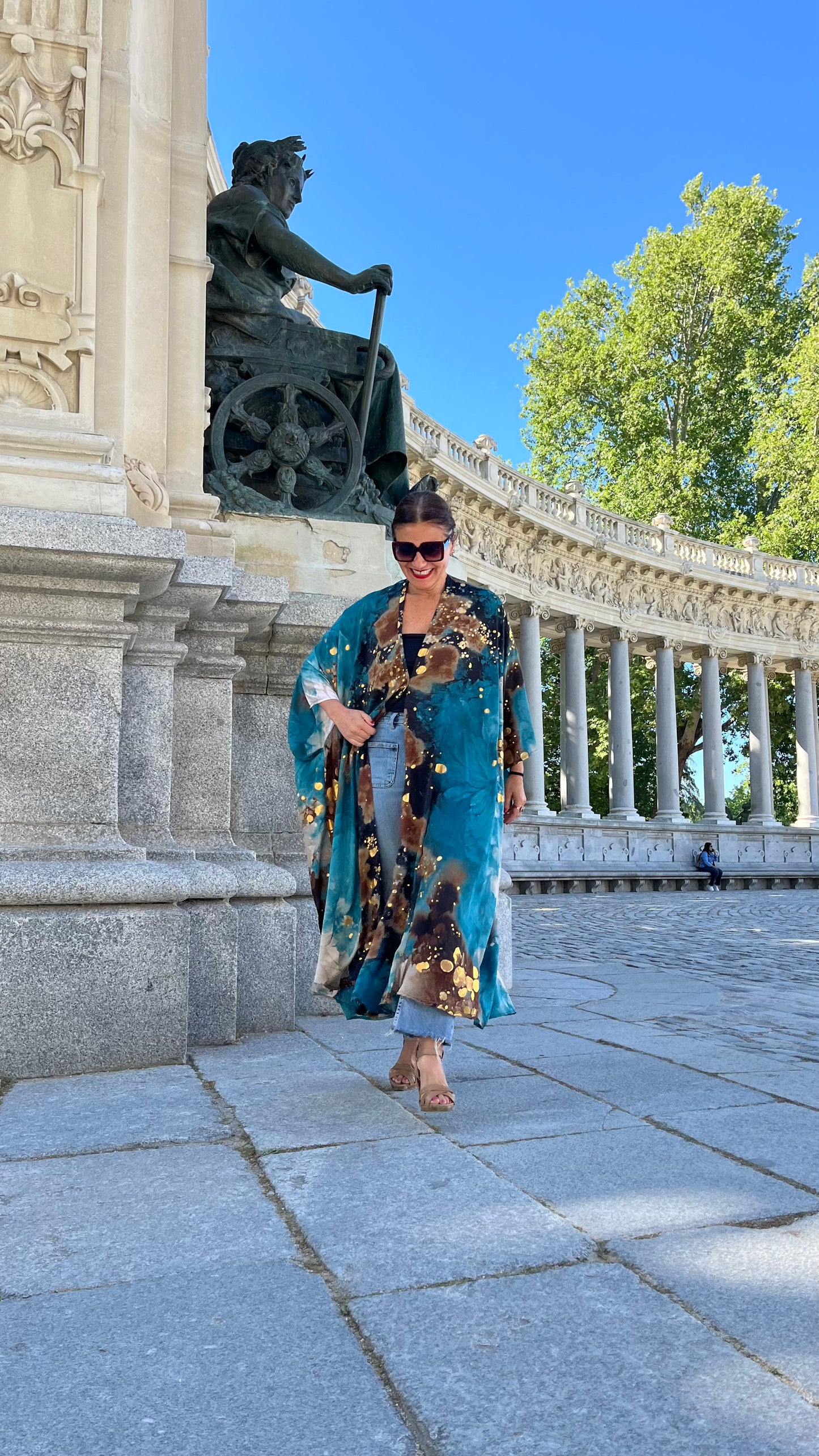 Vestido/Maxi chaqueta.Seda 70% (GRIS ORO / FUCSIA ORO/ AZUL ORO)