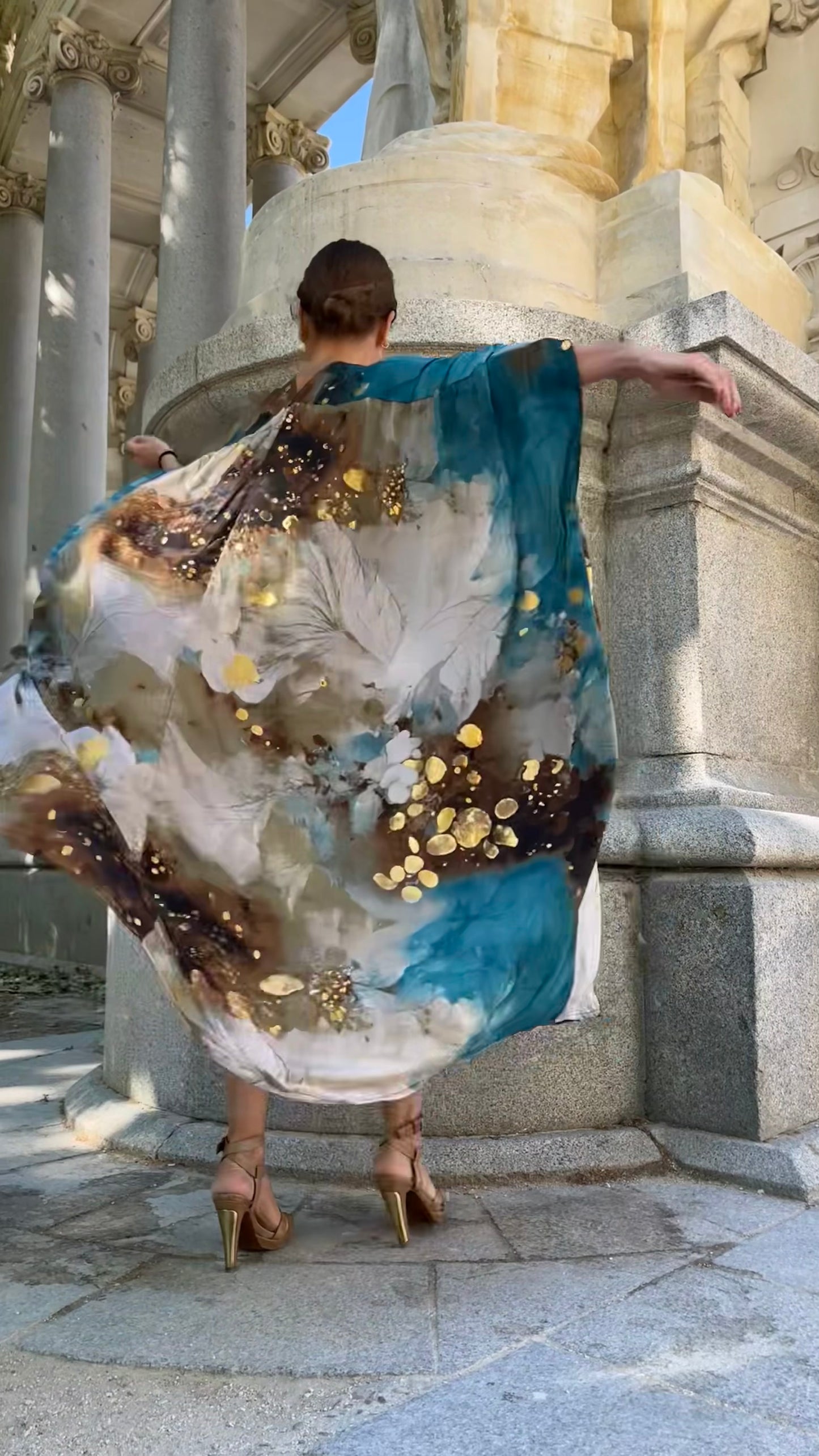 Vestido/Maxi chaqueta.Seda 70% (GRIS ORO / FUCSIA ORO/ AZUL ORO)
