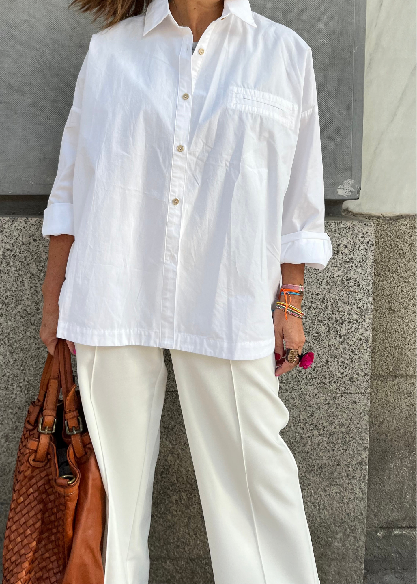 Maxi camisa Marrón / Blanca
