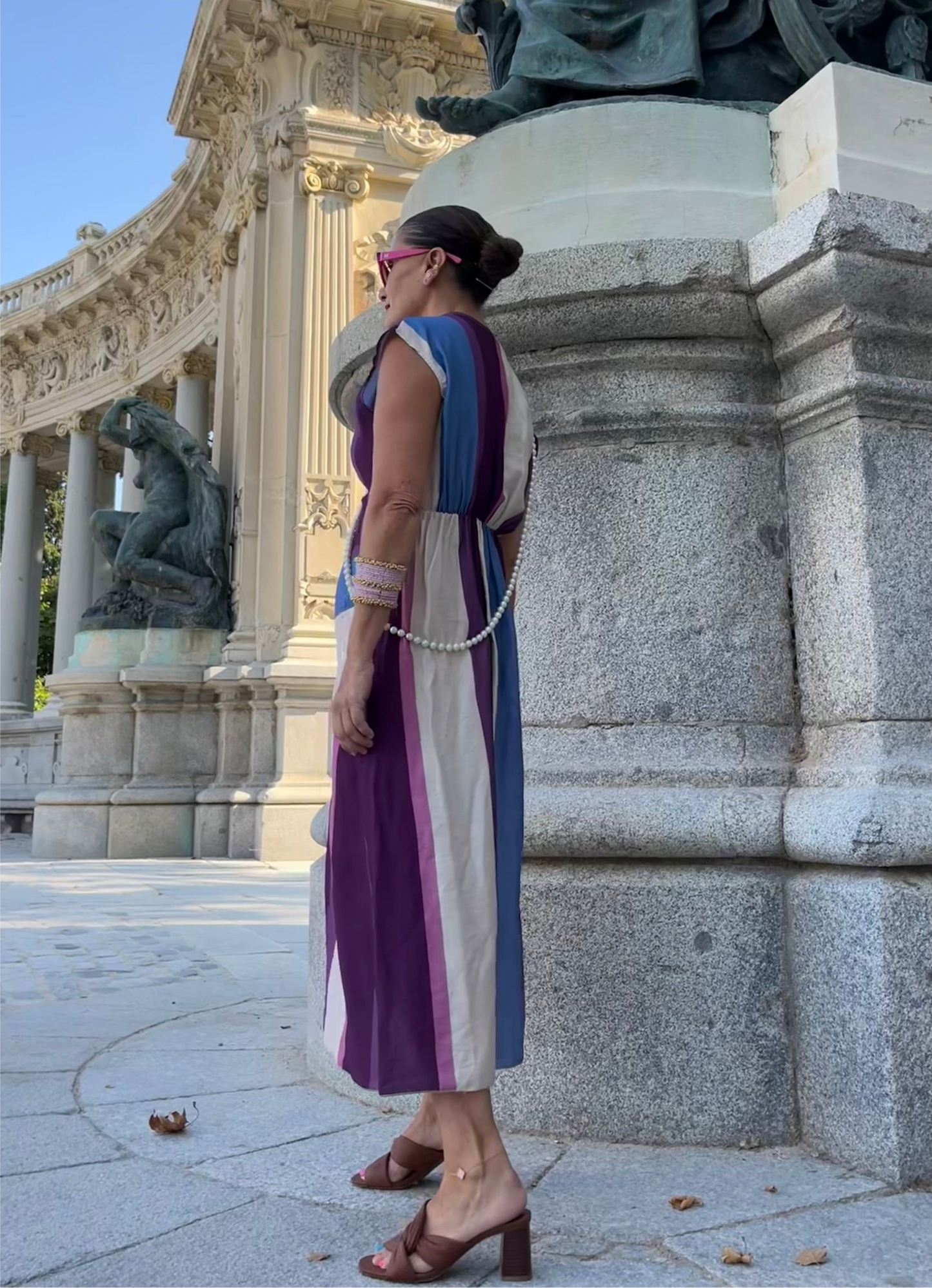 Vestido midi rayas multicolor
