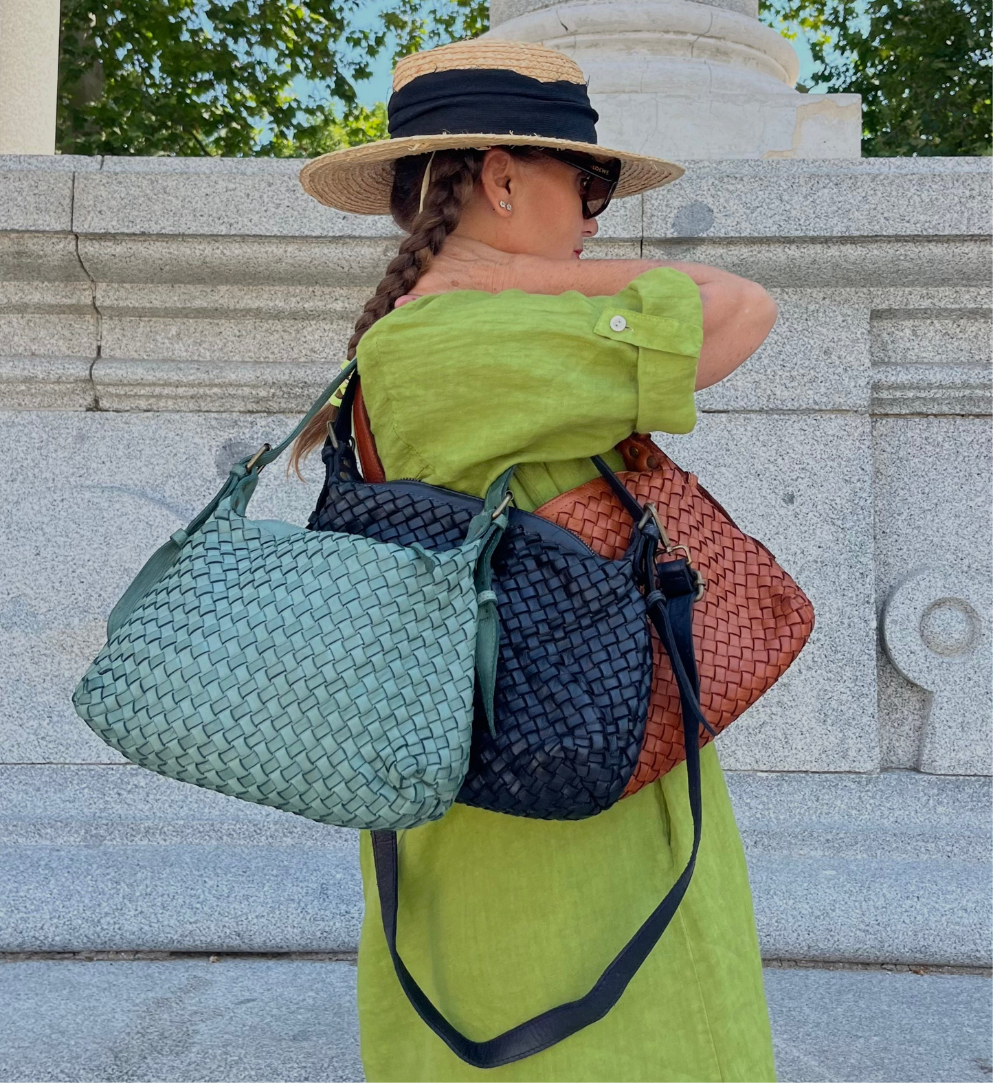 Bolso trenzado verde Salvia