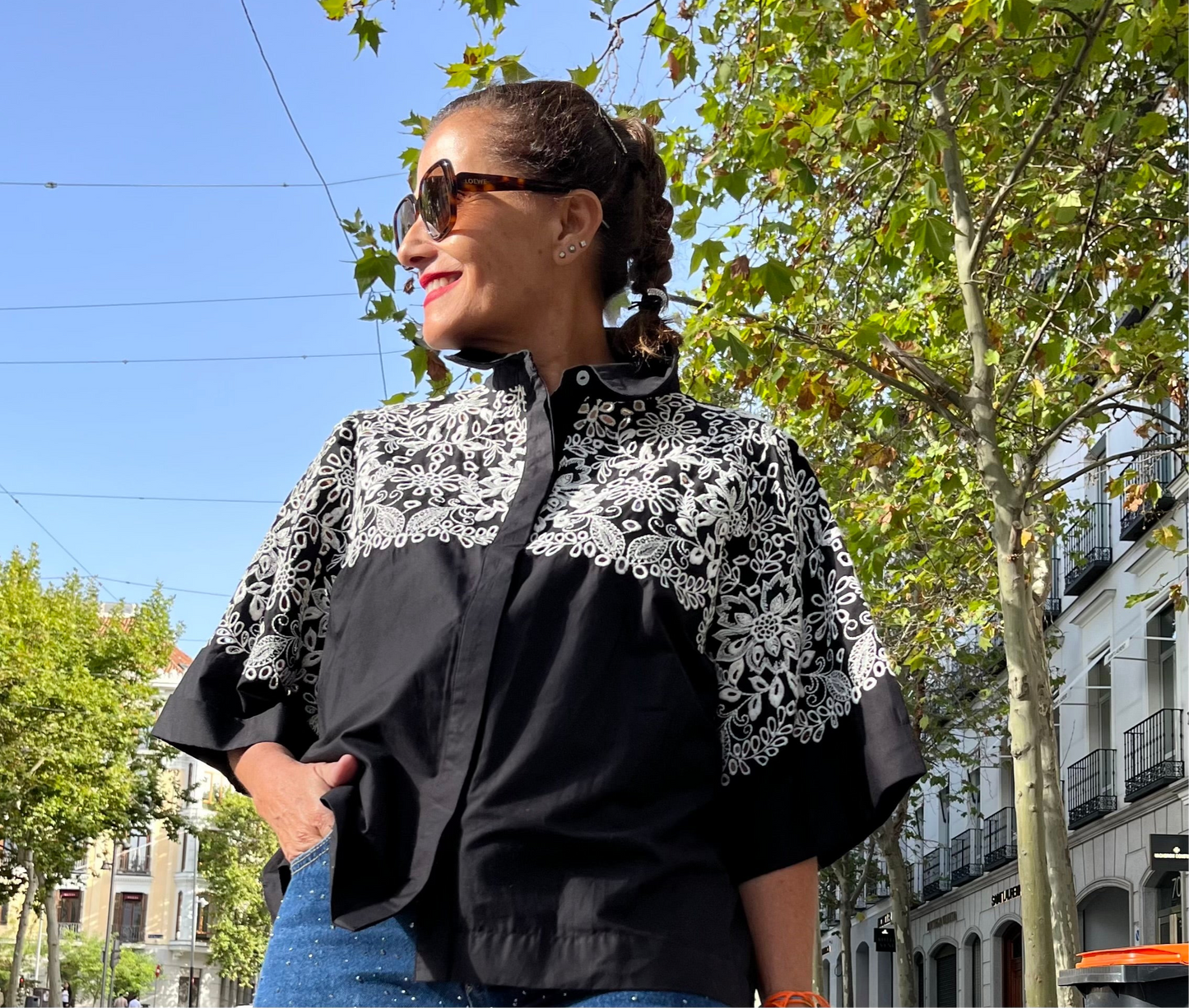 Camisa algodón bordada