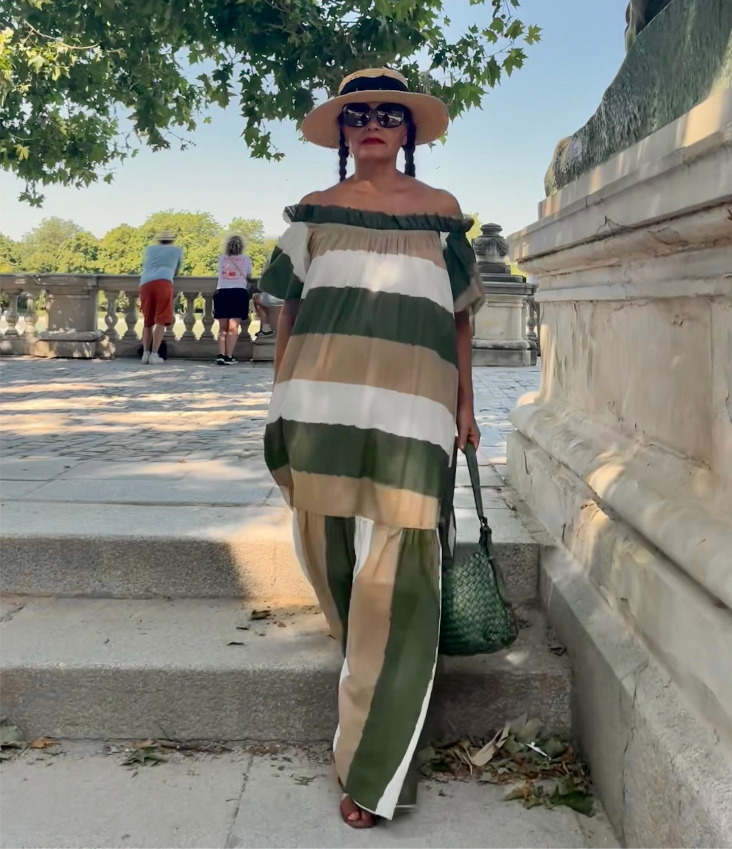 Vestido maxi de rayas en algodón