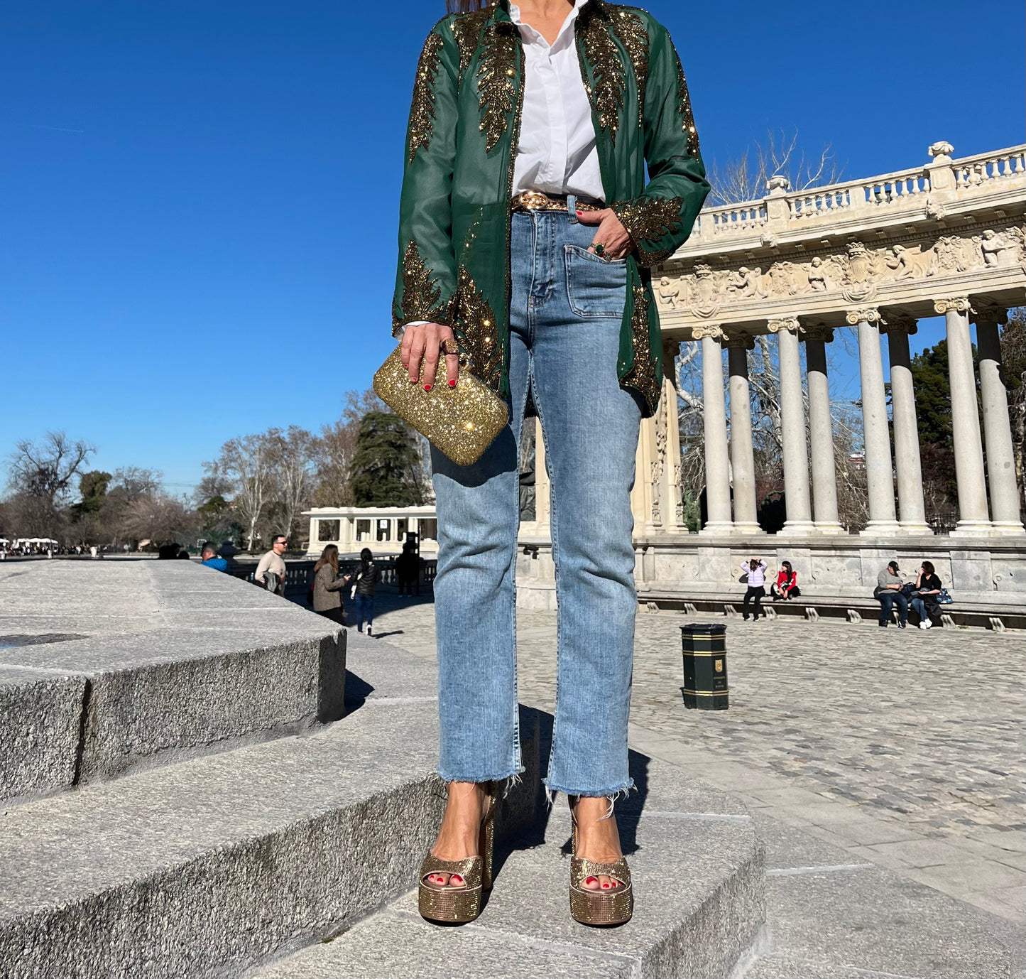 Chaqueta joya oro/verde botella