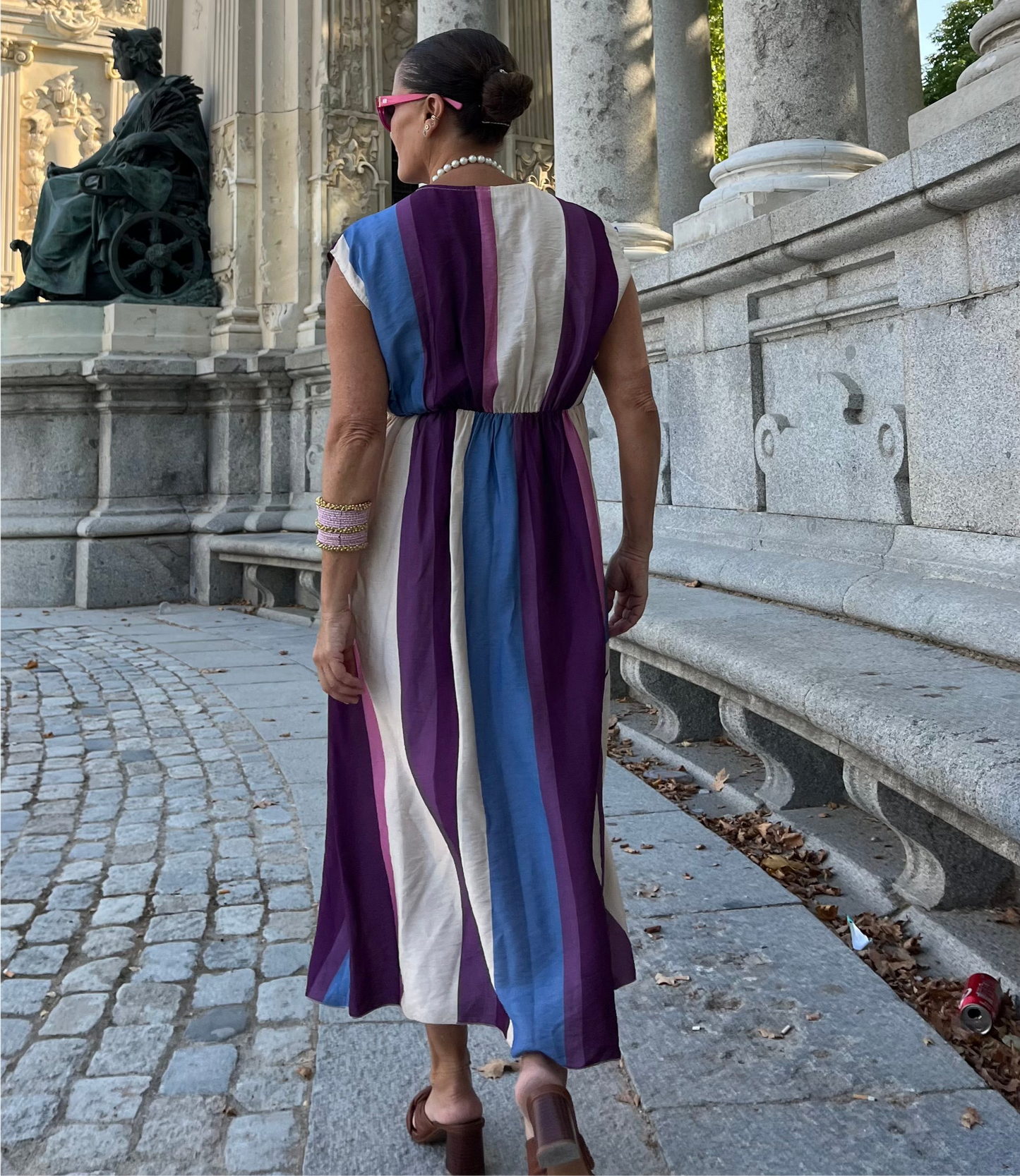 Vestido midi rayas multicolor