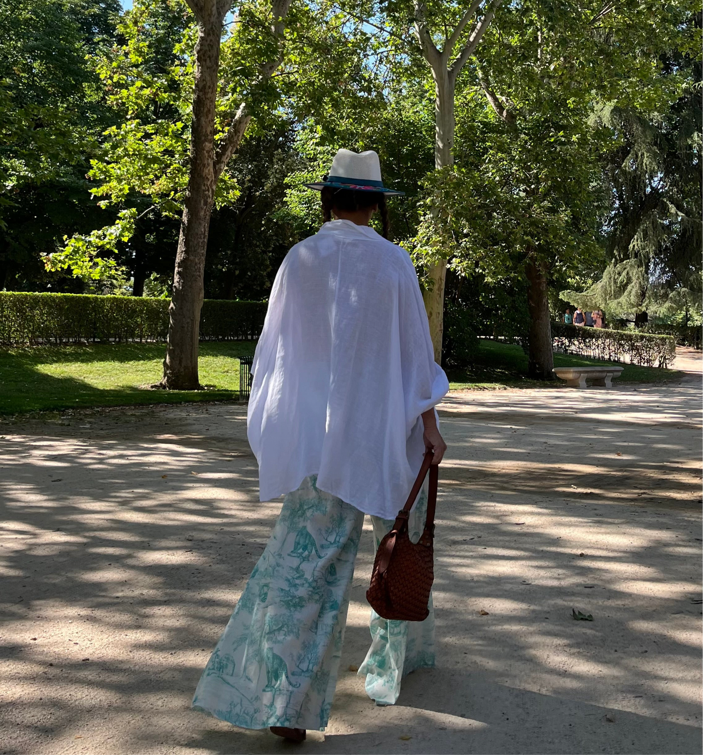 Pantalón de lino estampado Toile de Jouy