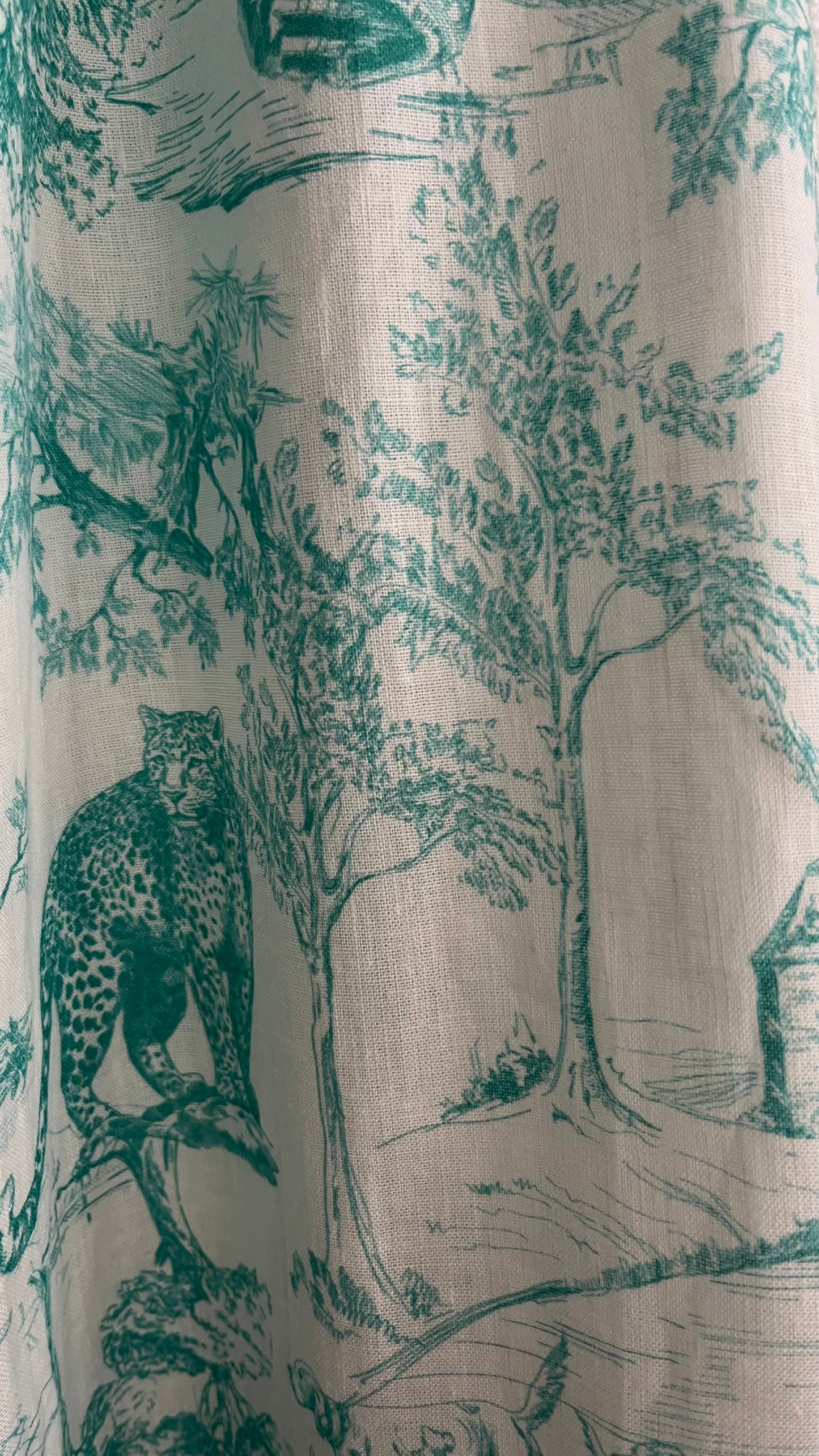 Pantalón de lino estampado Toile de Jouy