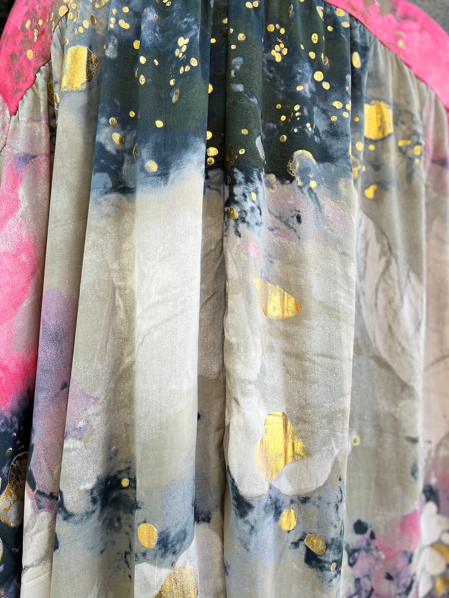 Vestido/Maxi chaqueta.Seda 70% (GRIS ORO / FUCSIA ORO/ AZUL ORO)