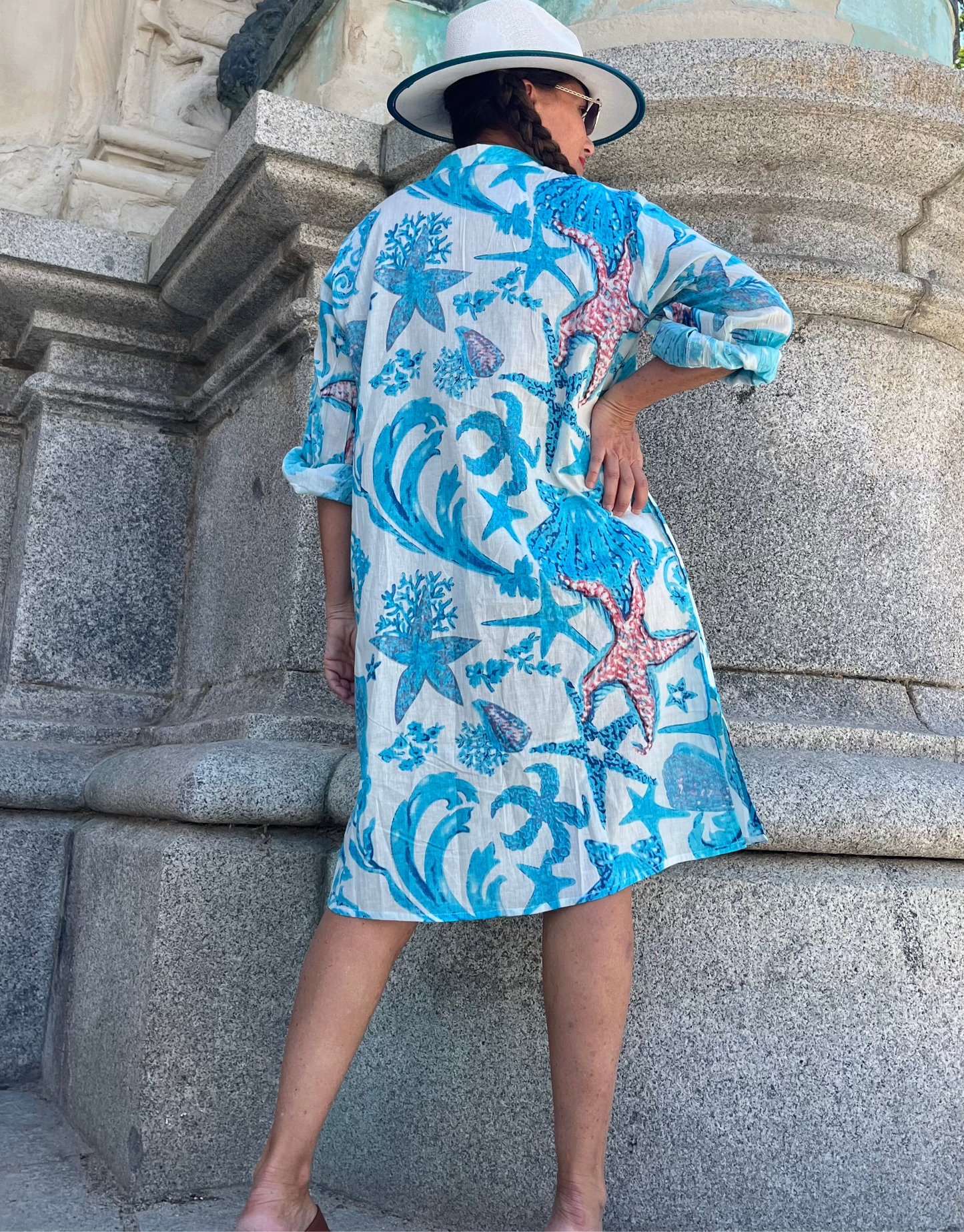 Vestido camisero estampado marino