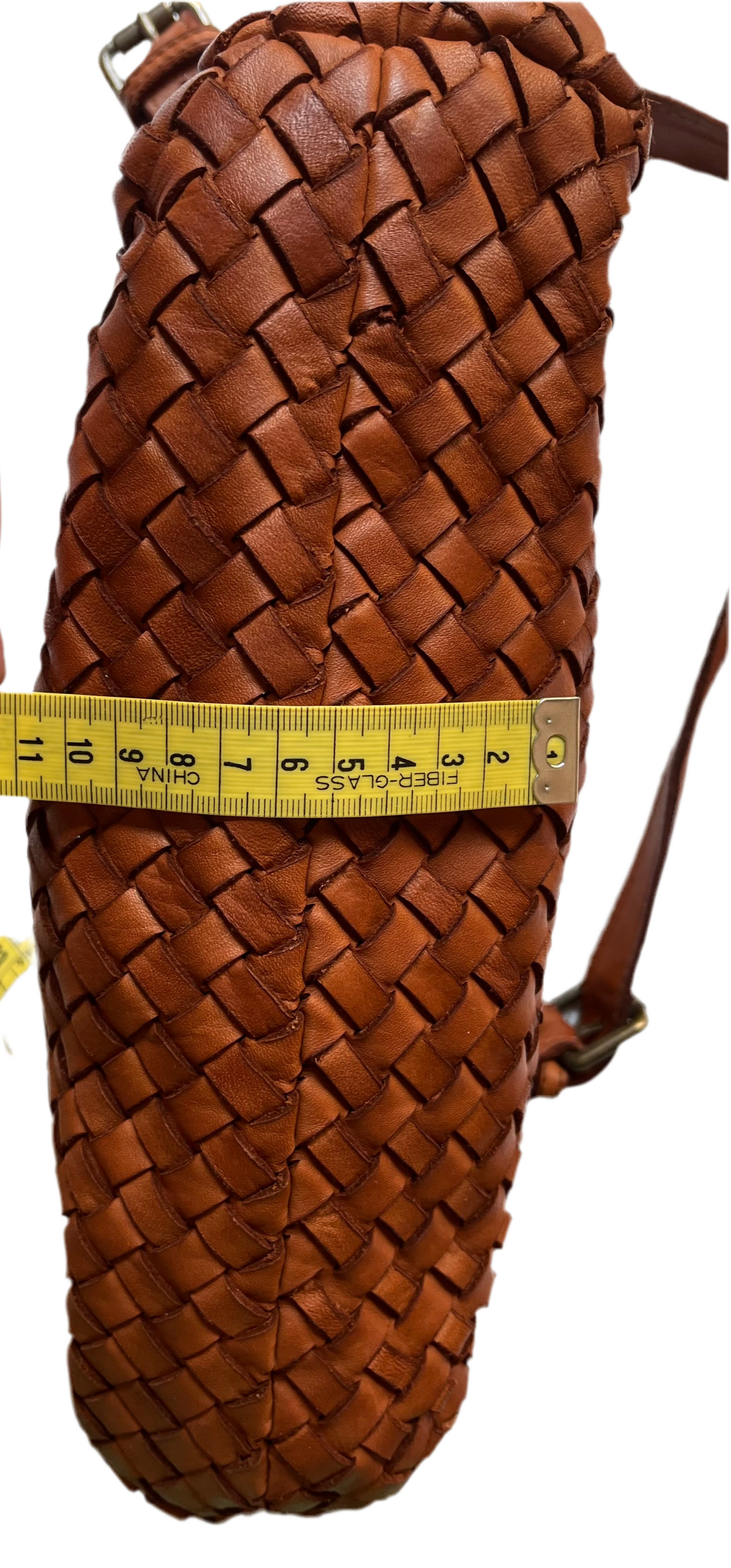 Bolso trenzado cuero tostado