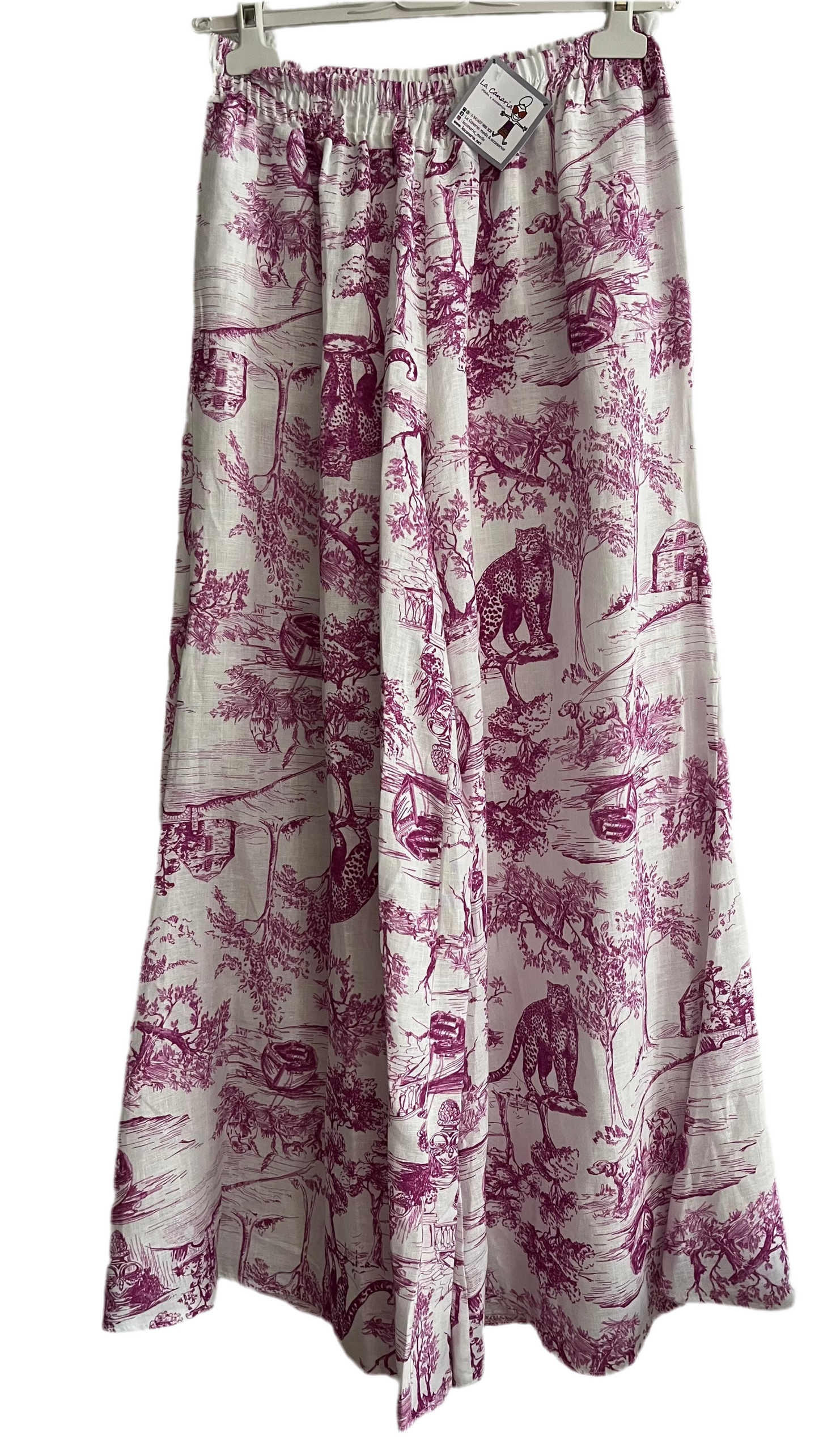 Pantalón estampado lino Toile de Jouy