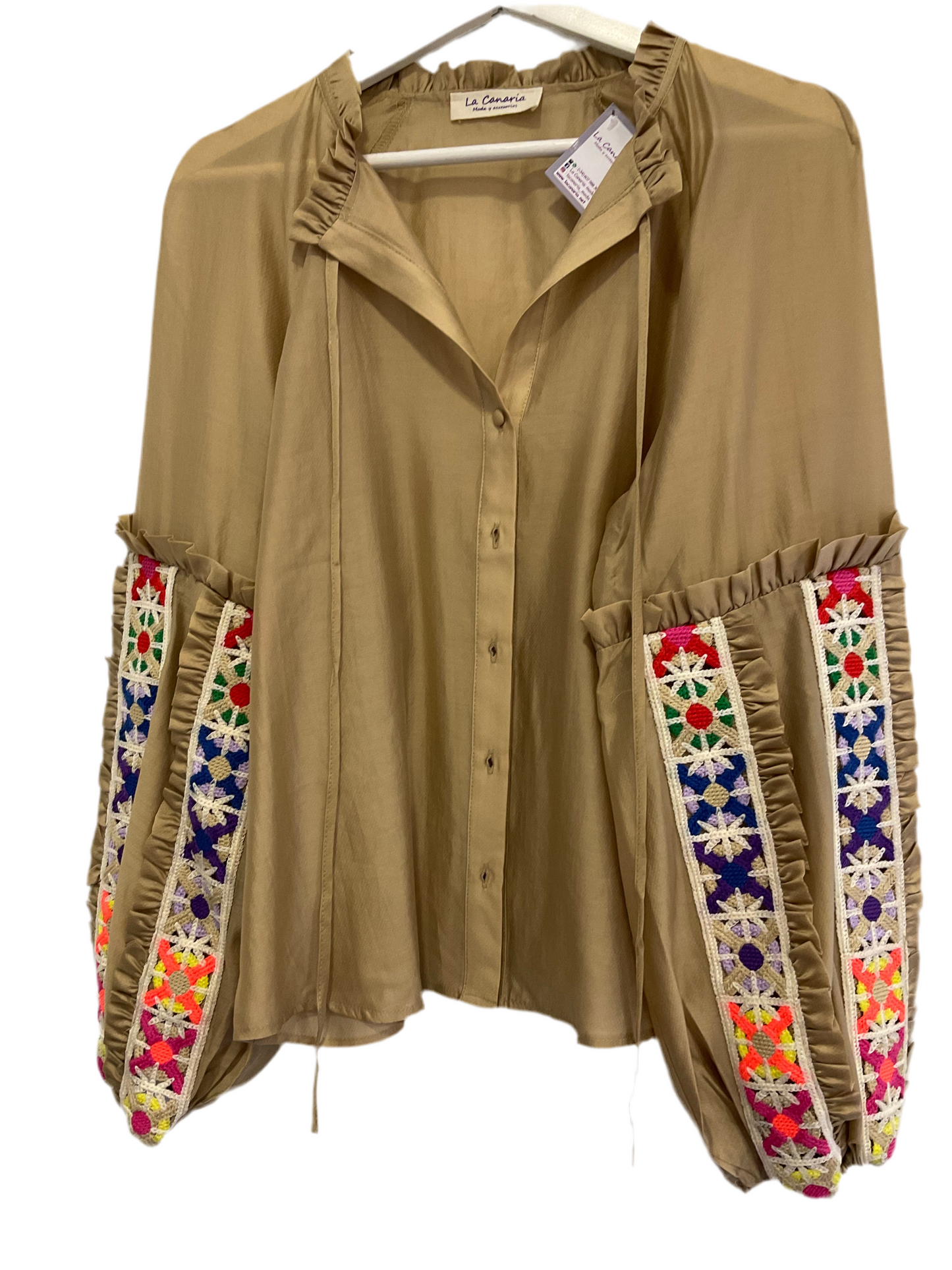Camisa Tencel manga abullonada