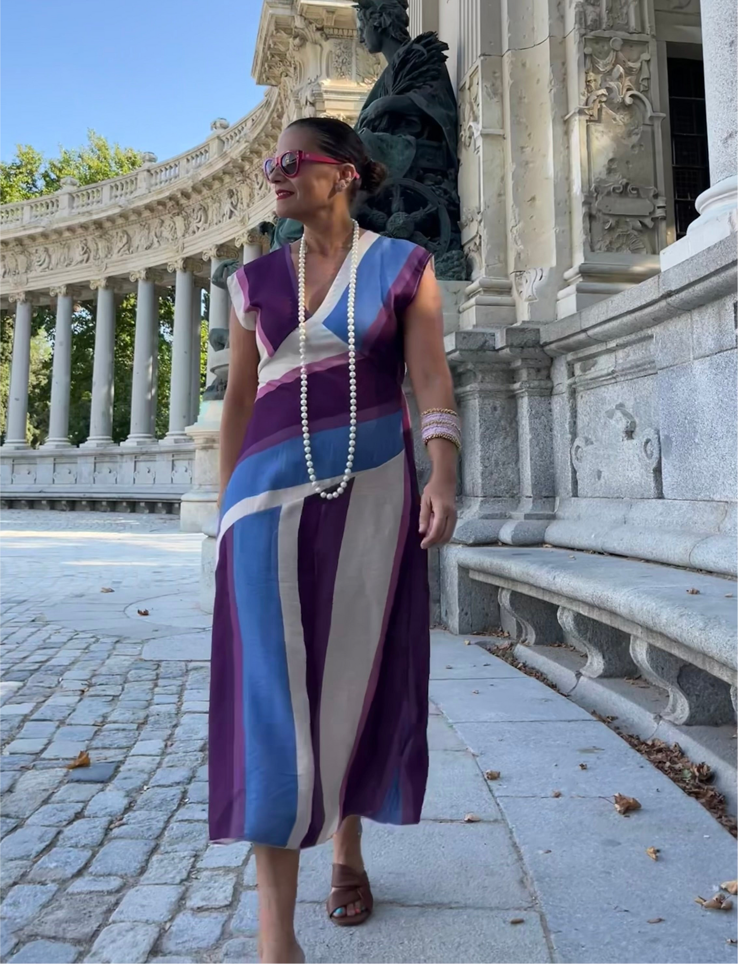 Vestido midi rayas multicolor