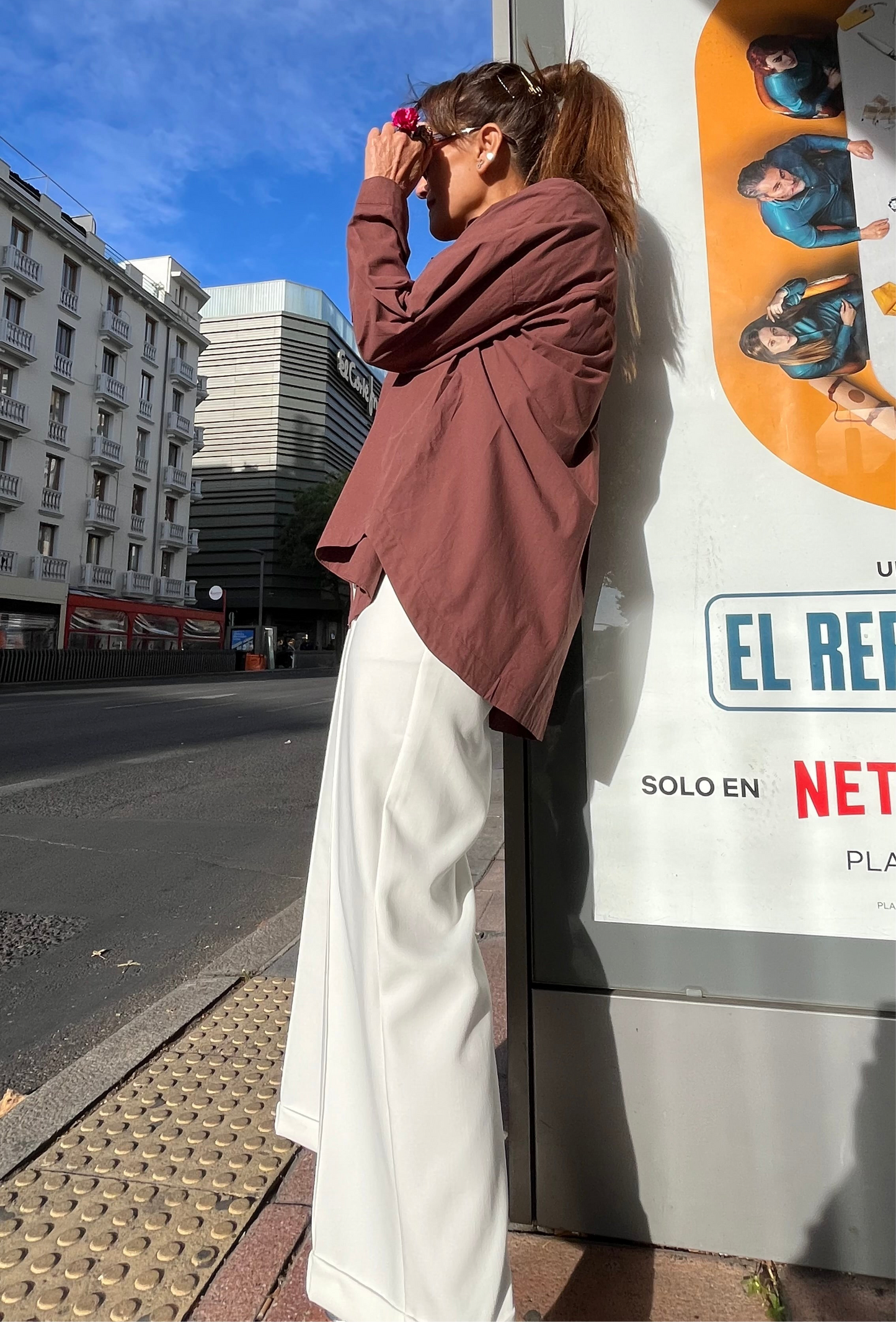 Maxi camisa Marrón / Blanca