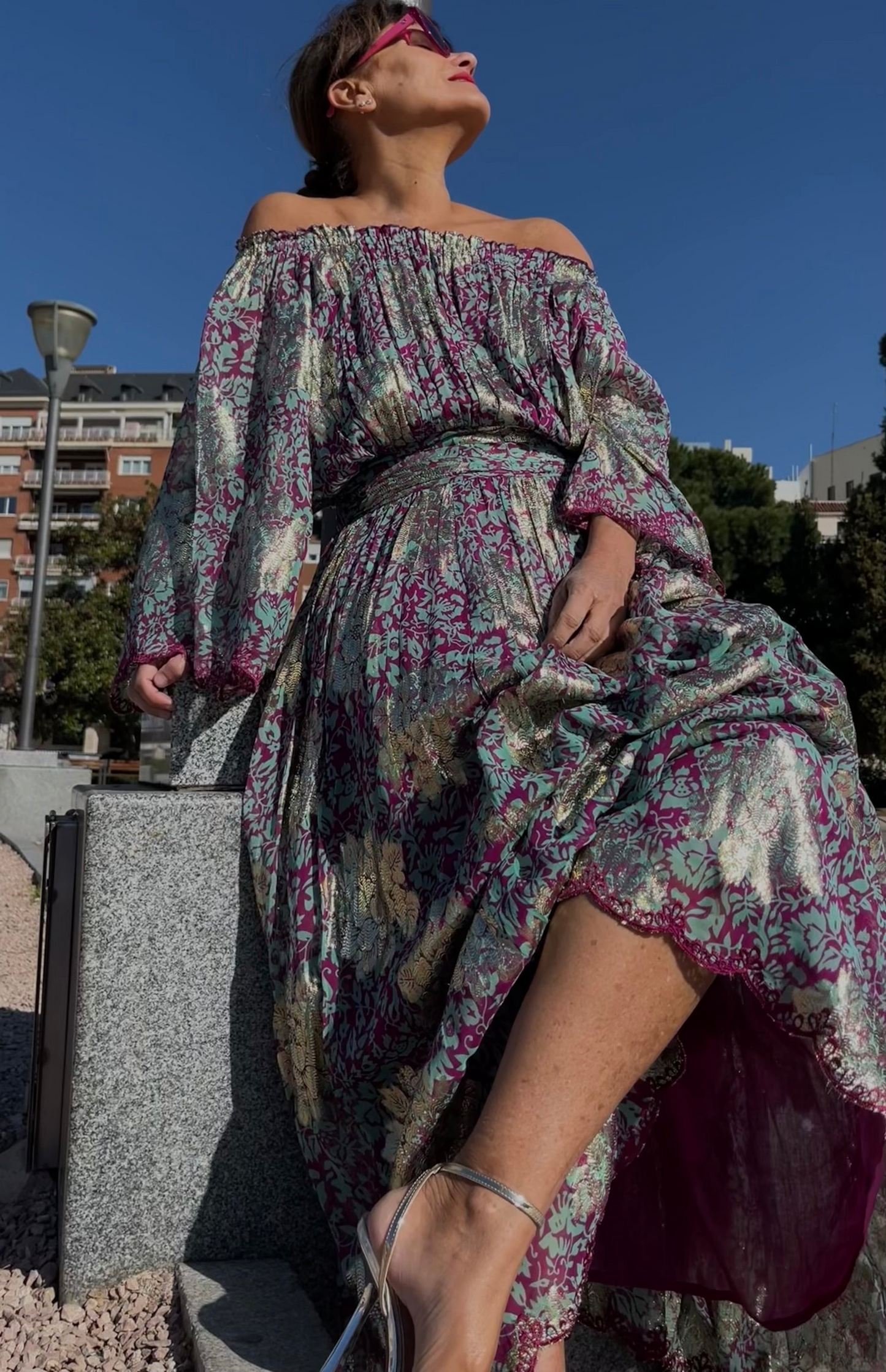 Vestido Oro Floral