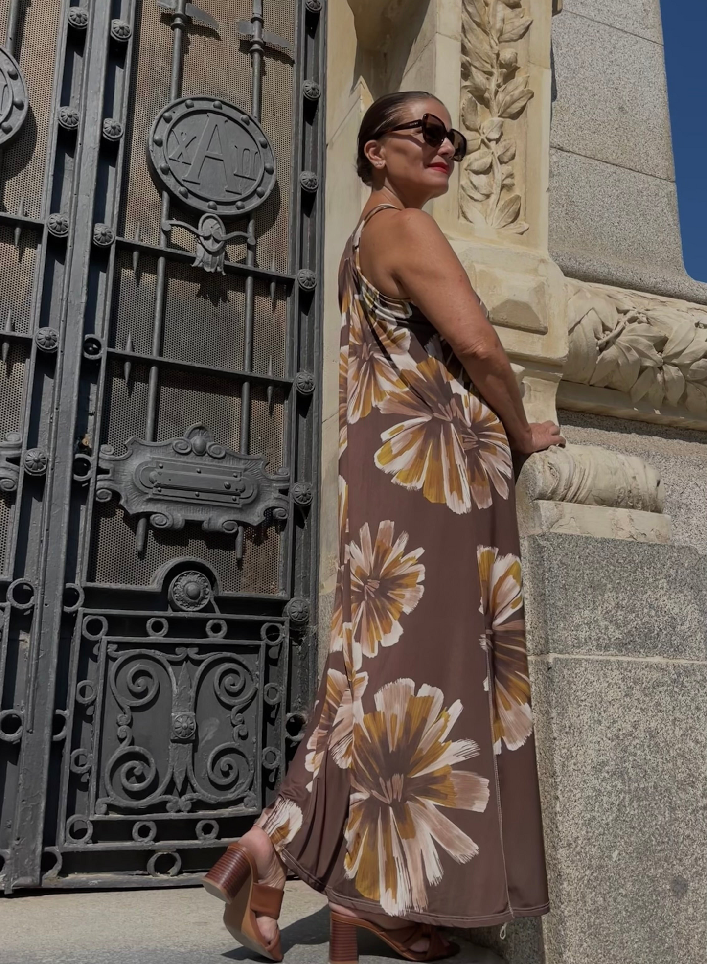 Vestido Maxi flores punto elástico
