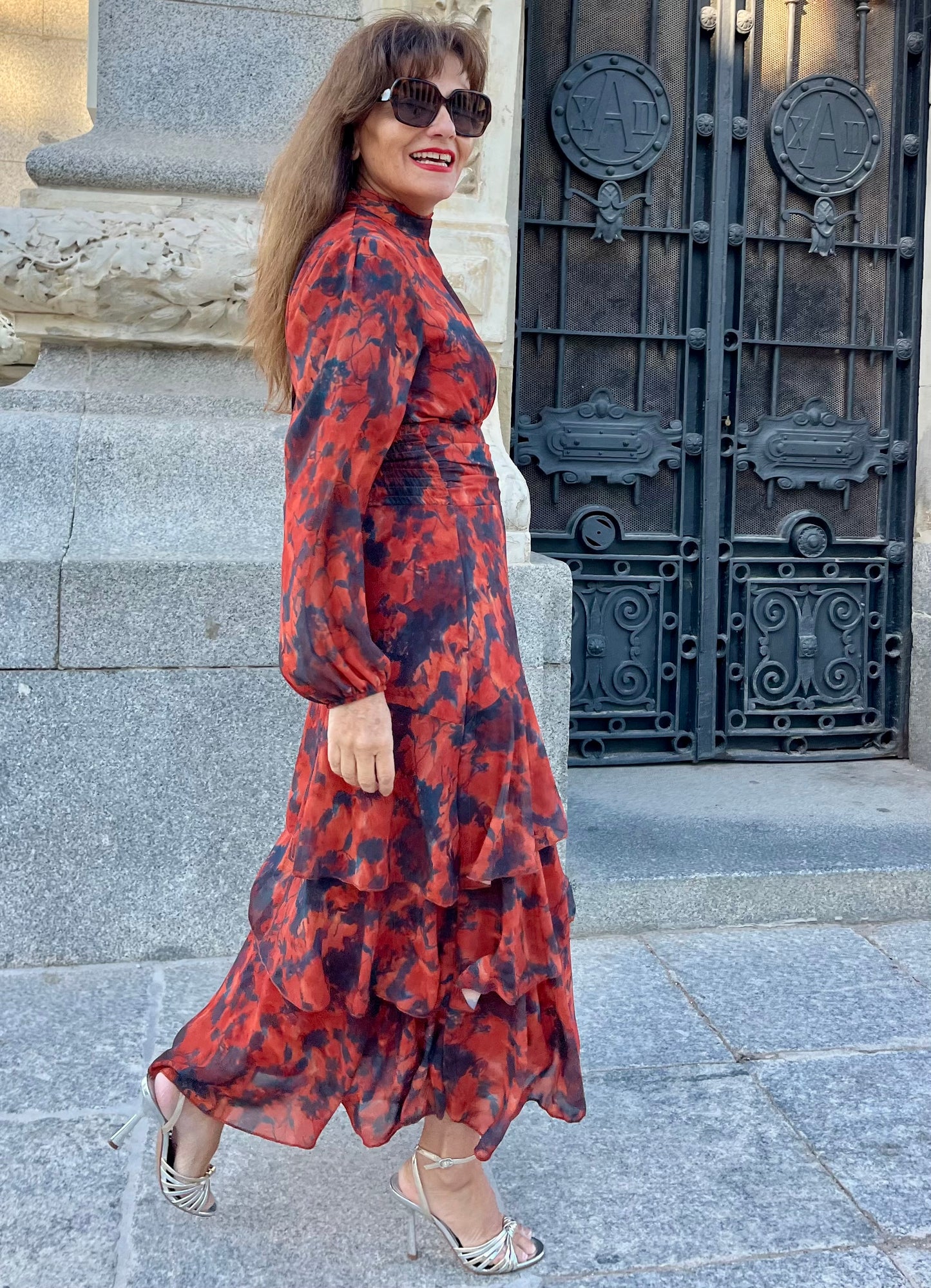 Vestido Estampado Terracota