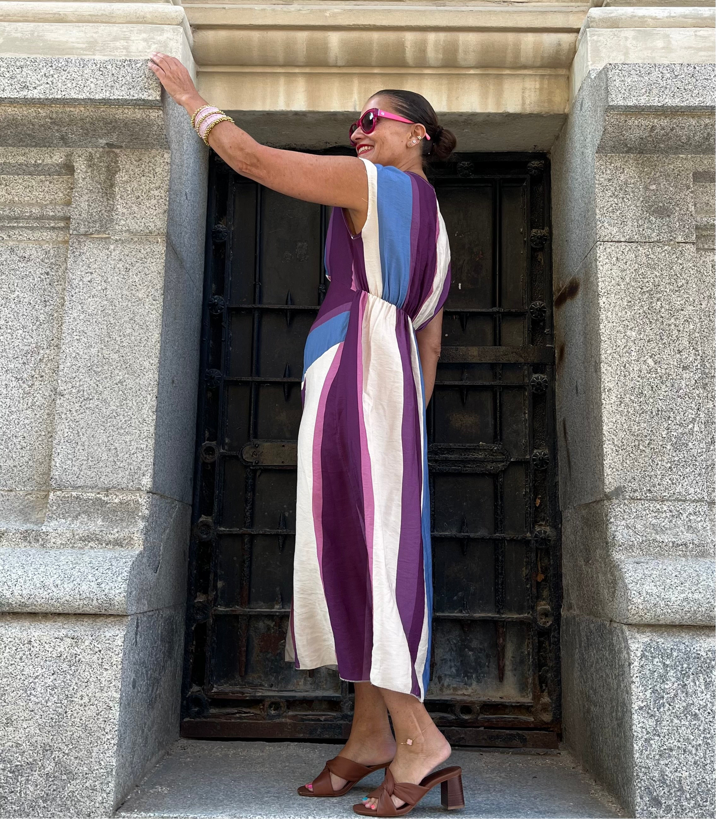 Vestido midi rayas multicolor