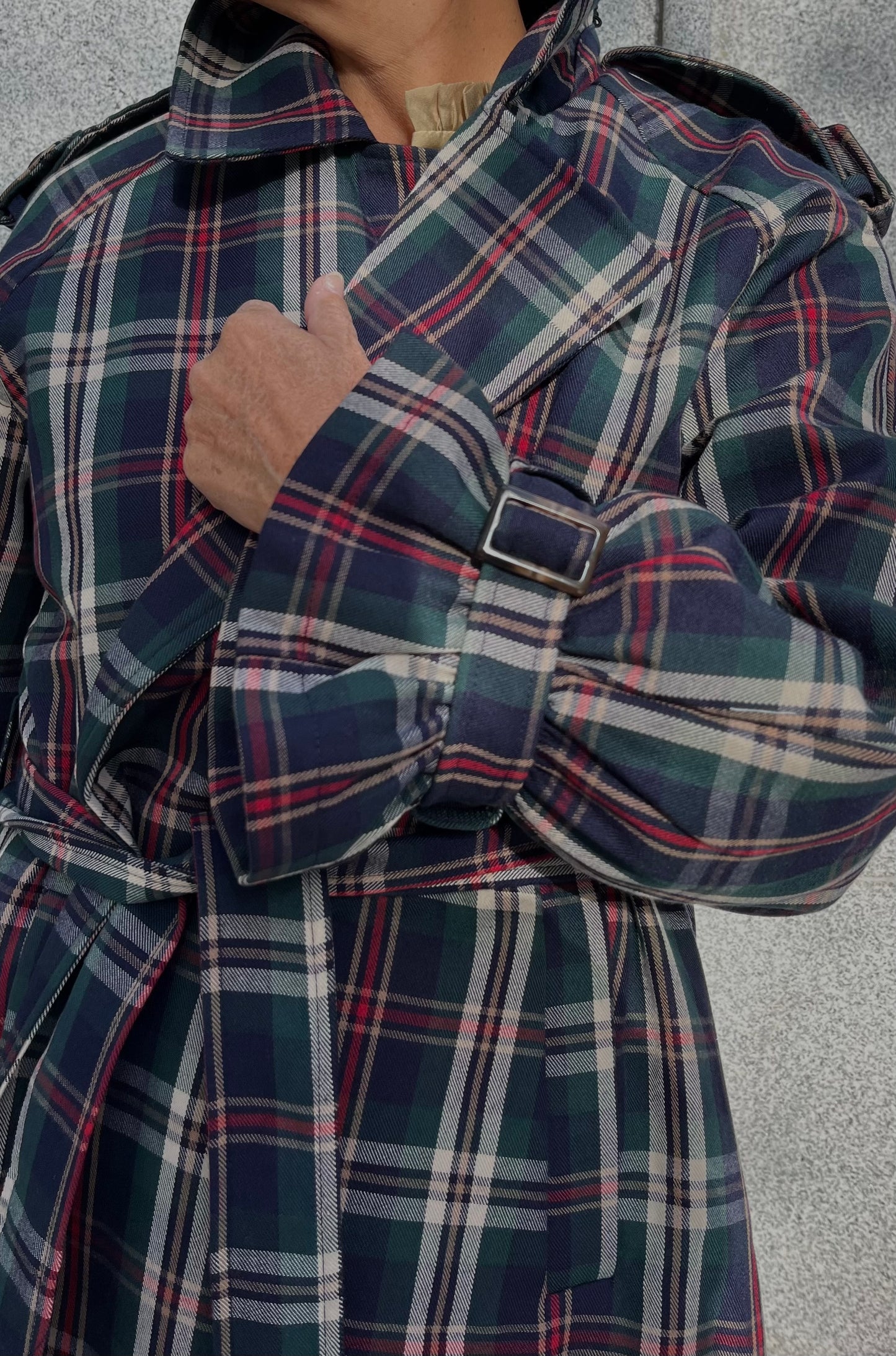 Gabardina estampado Tartán Verde azul