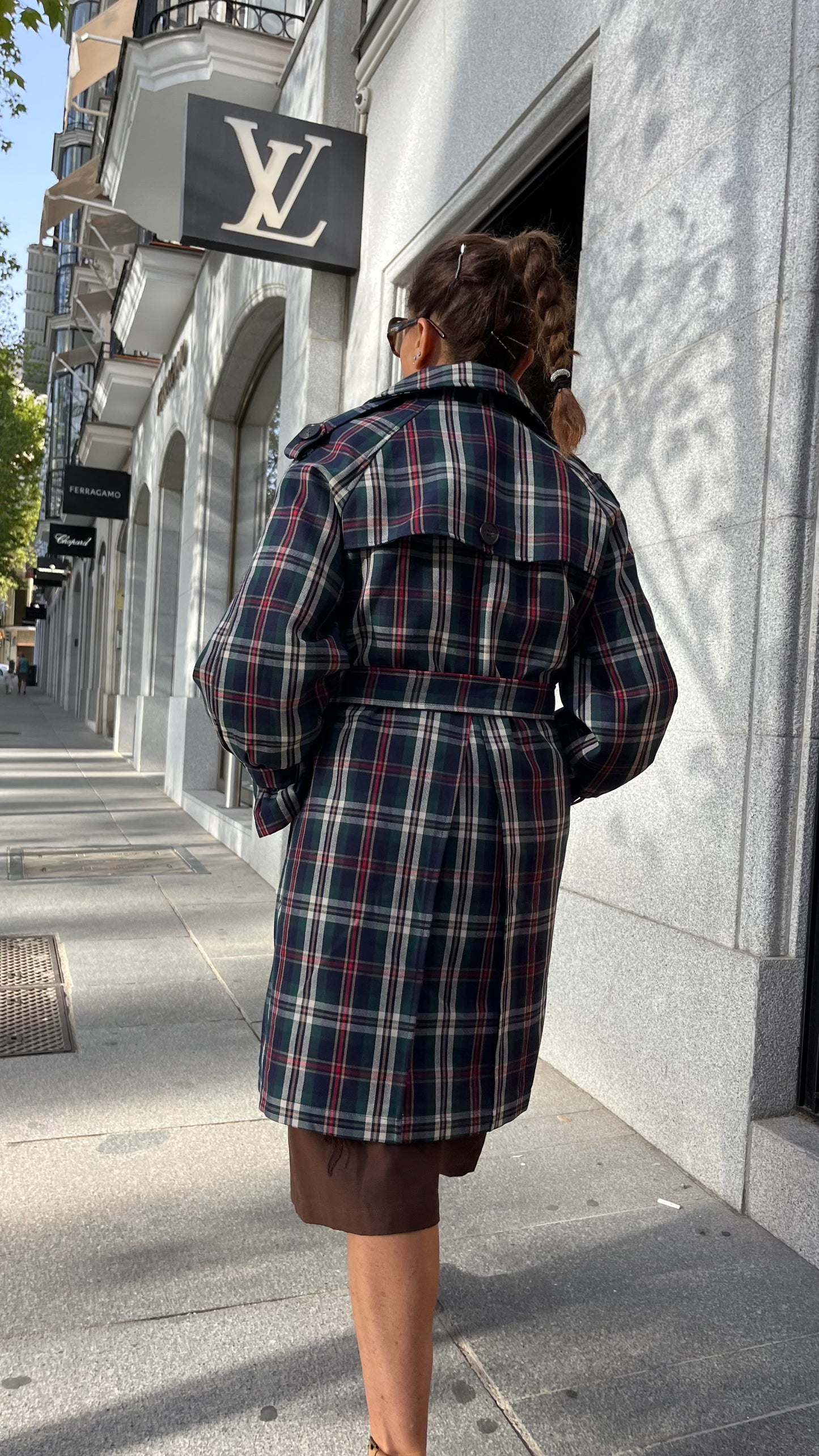 Gabardina estampado Tartán Verde azul