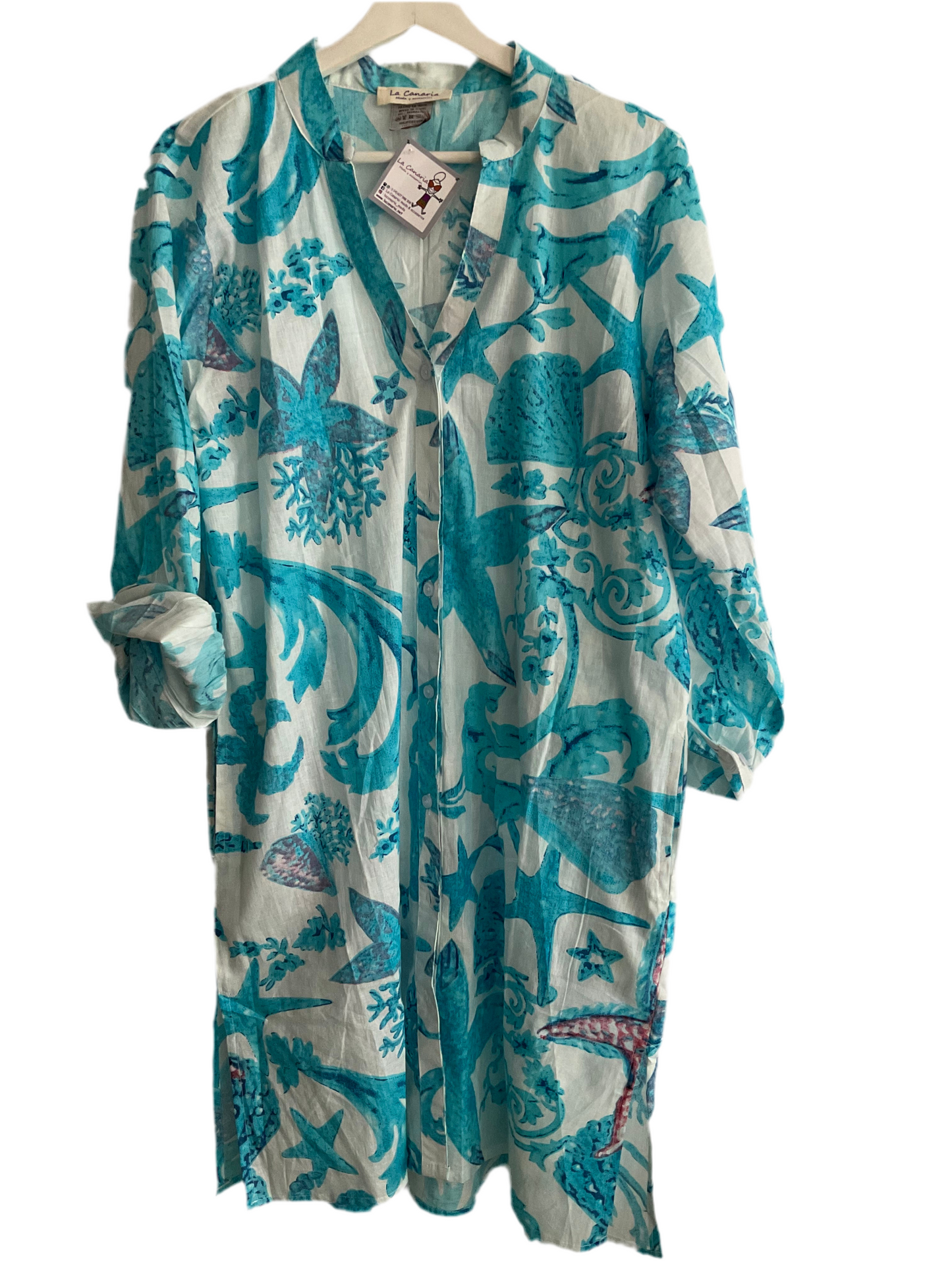 Vestido camisero estampado marino