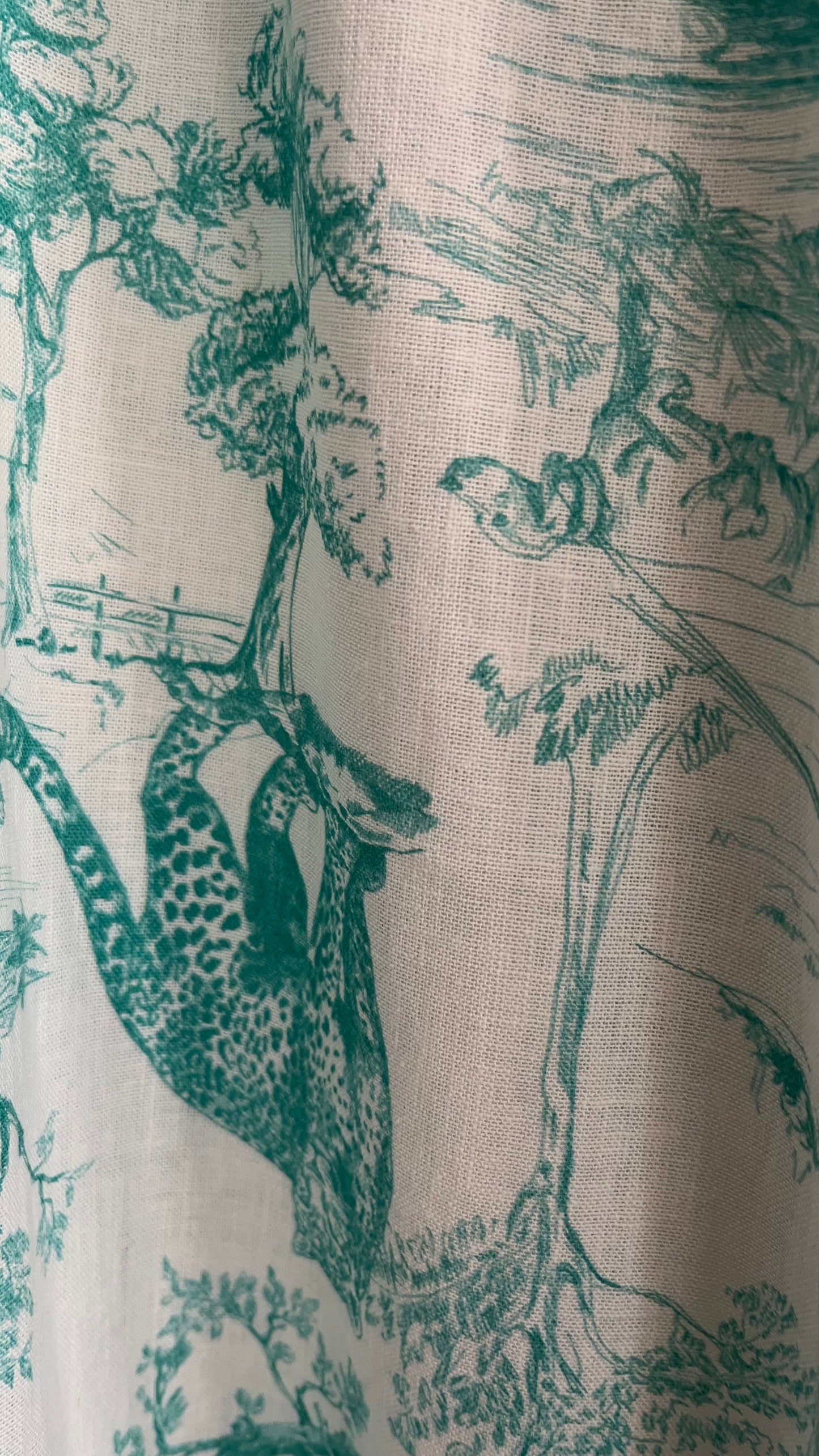 Pantalón de lino estampado Toile de Jouy