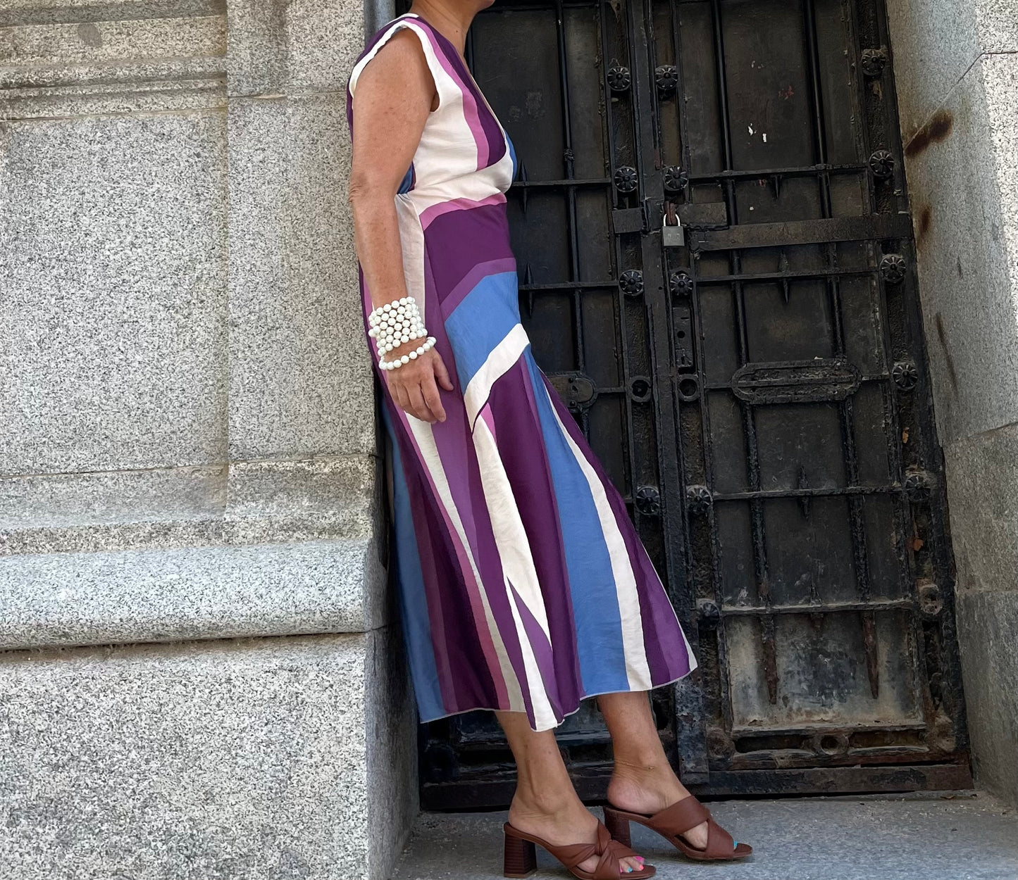 Vestido midi rayas multicolor