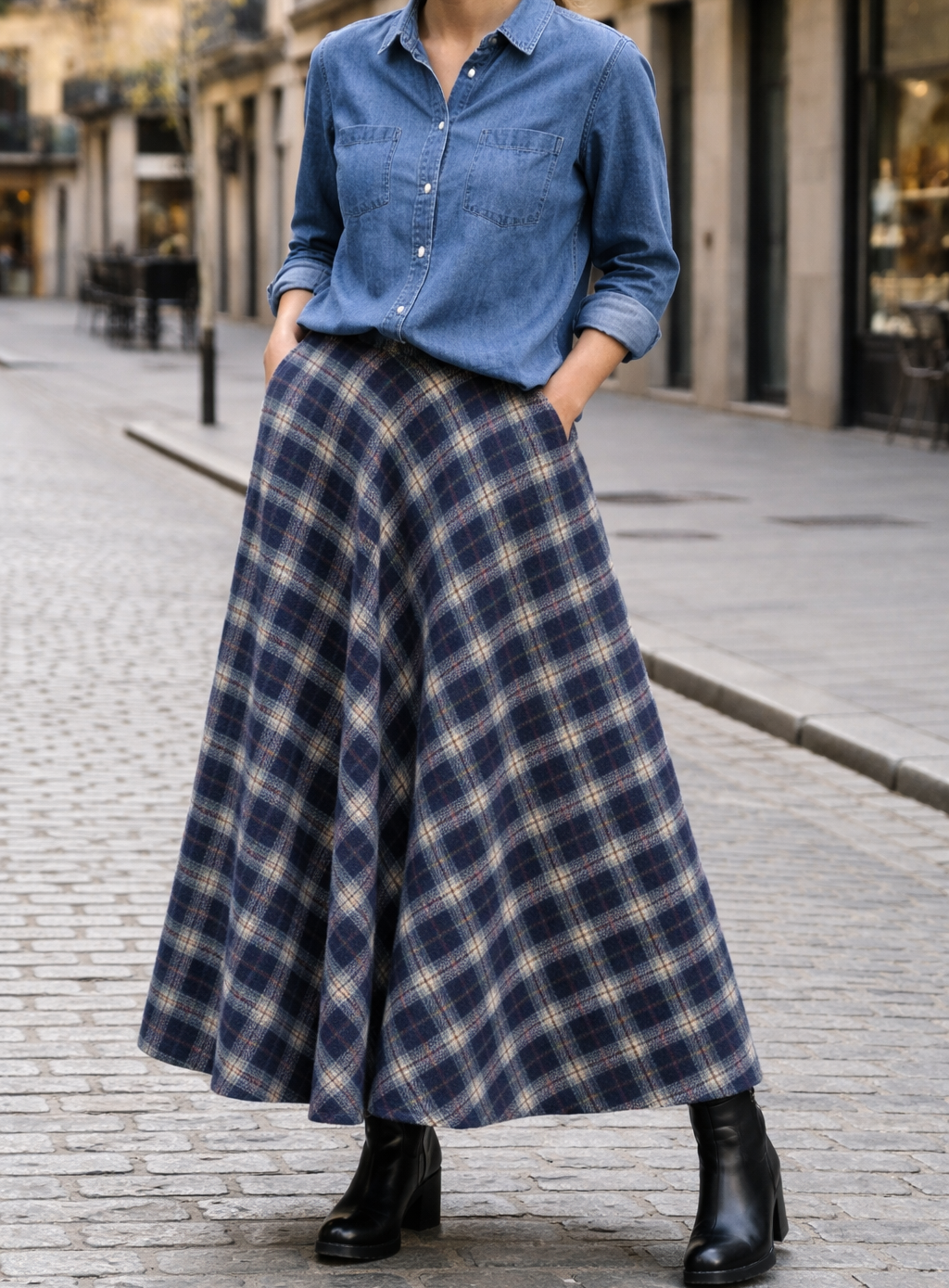 Falda Tartán Azul