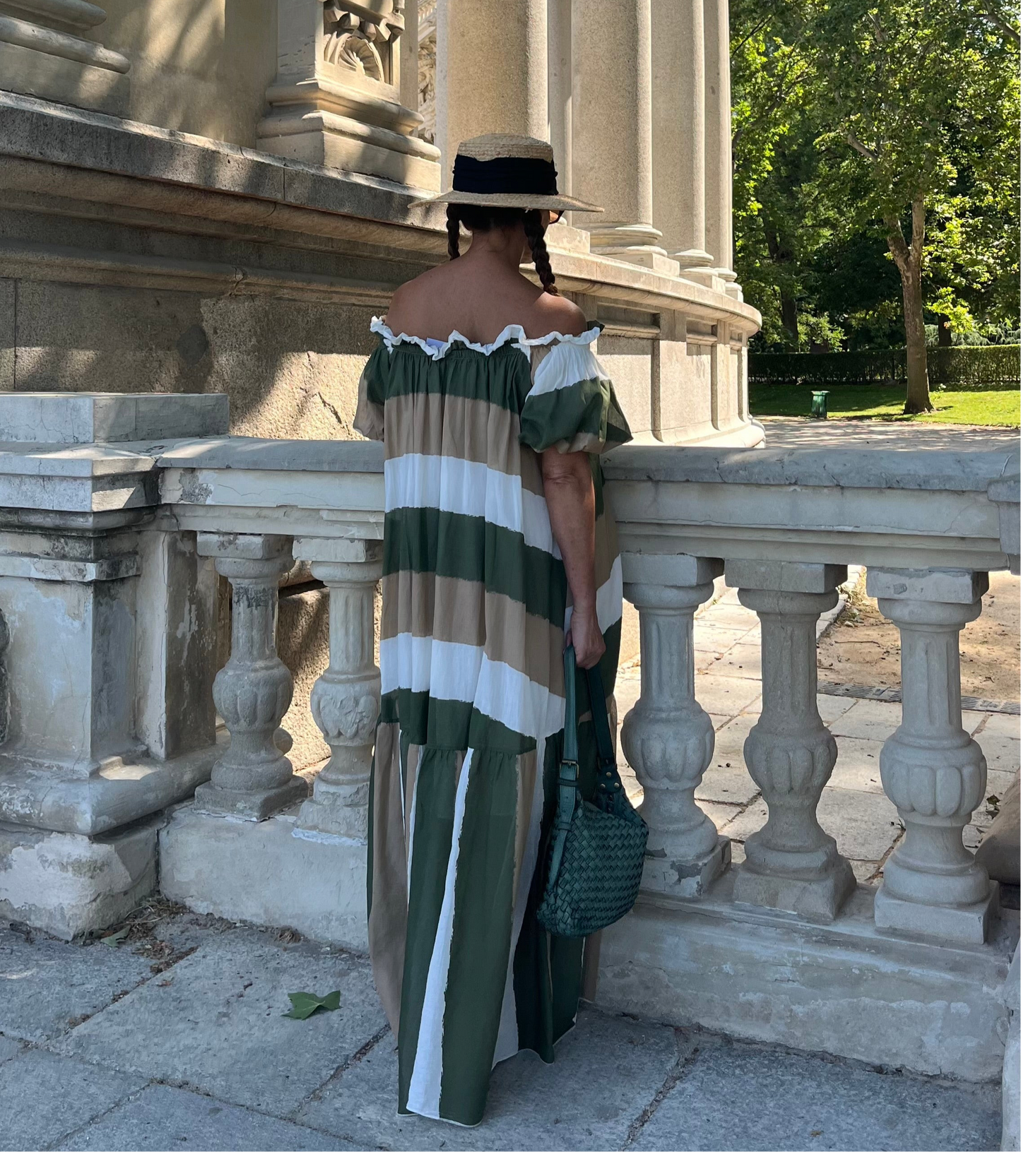 Vestido maxi de rayas en algodón