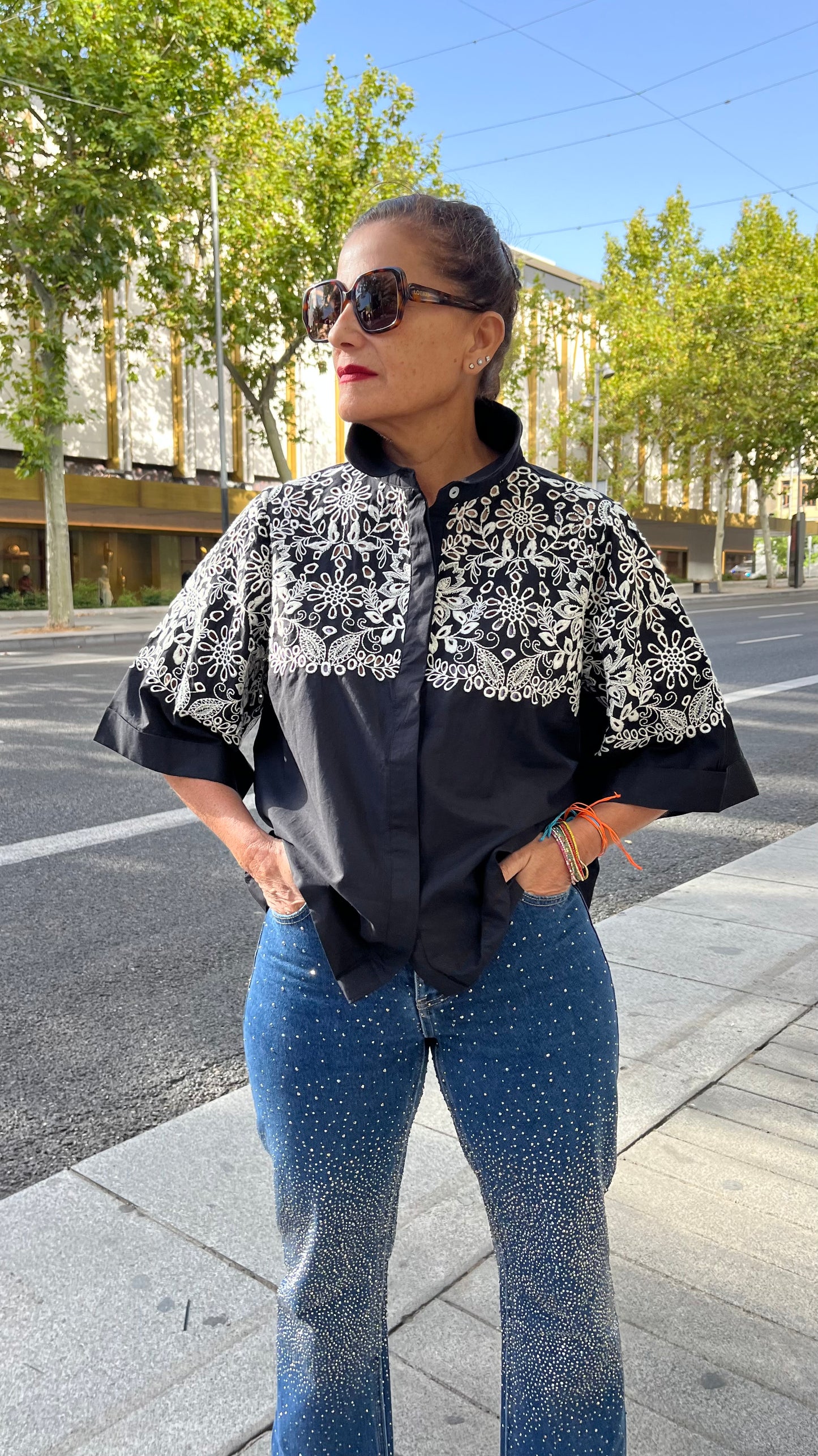 Camisa algodón bordada