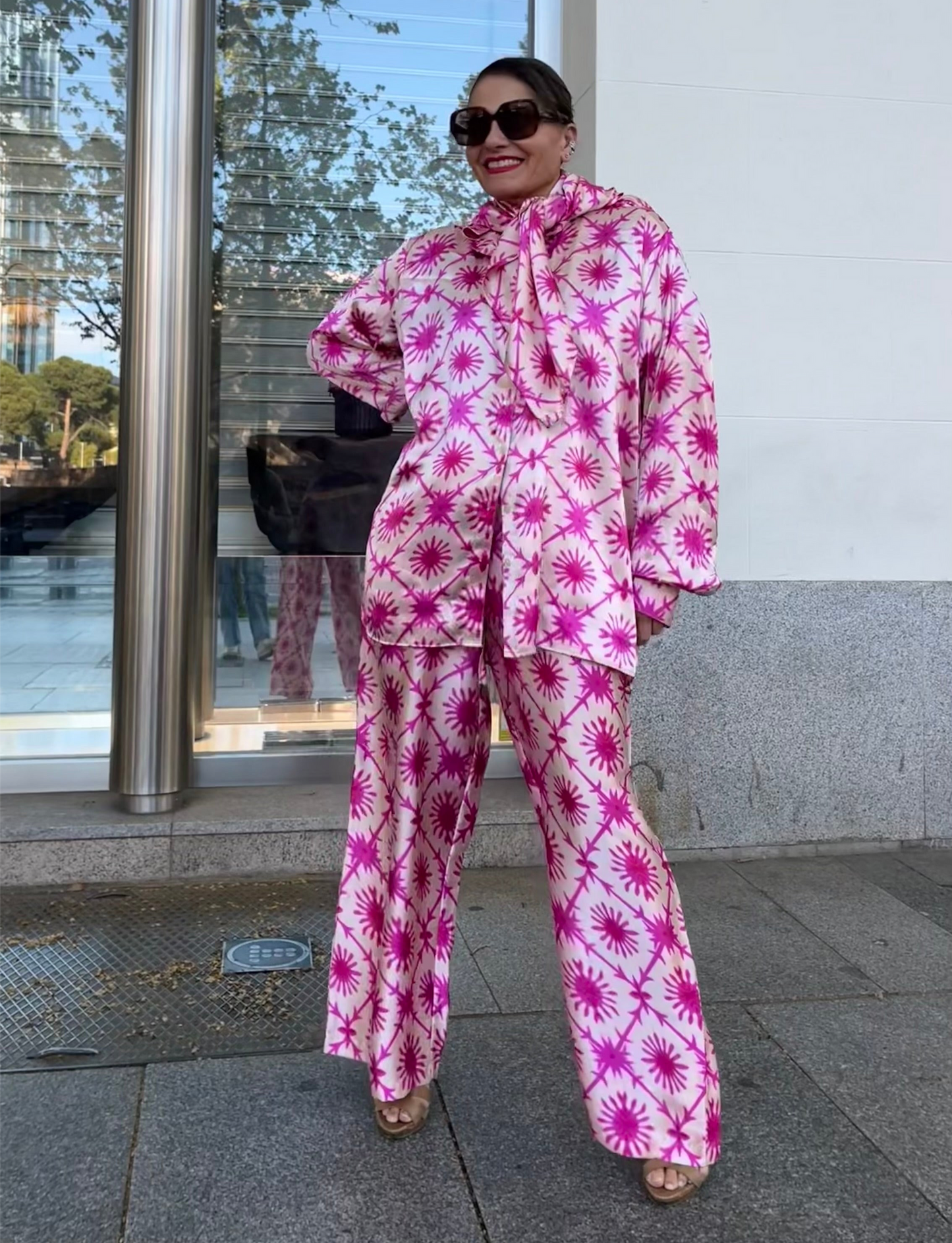 Camisa satén fucsia