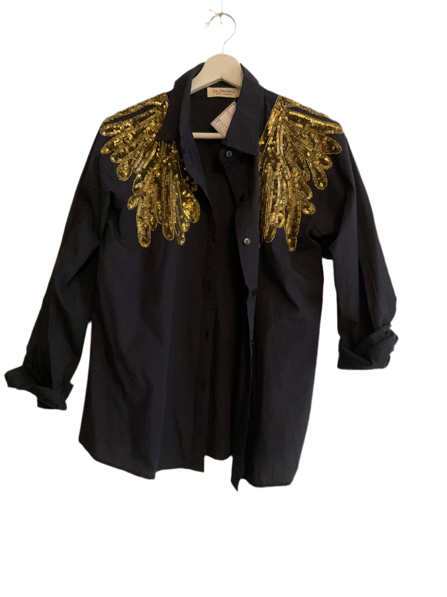 Camisa azul marina oro