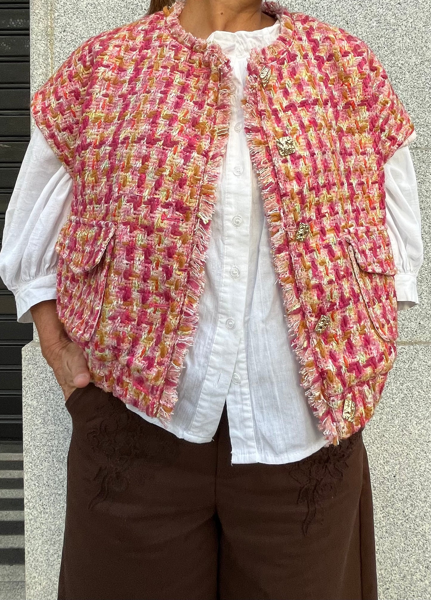 Chaleco Tweed multicolor.