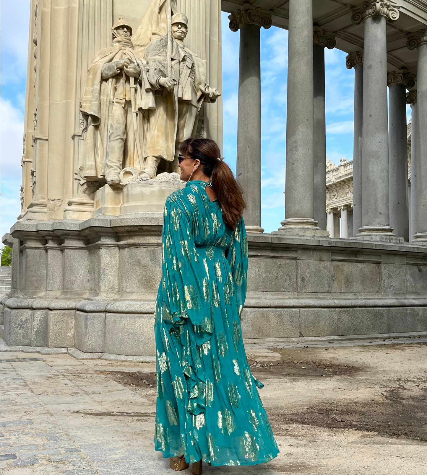 Vestido Maxi Esmeralda Oro