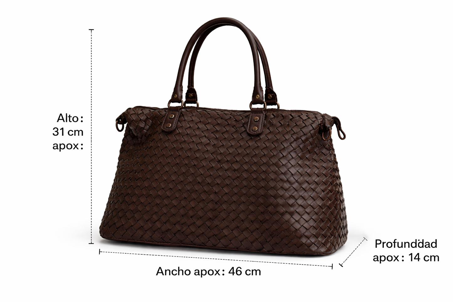 Bolso de piel trenzado marrón