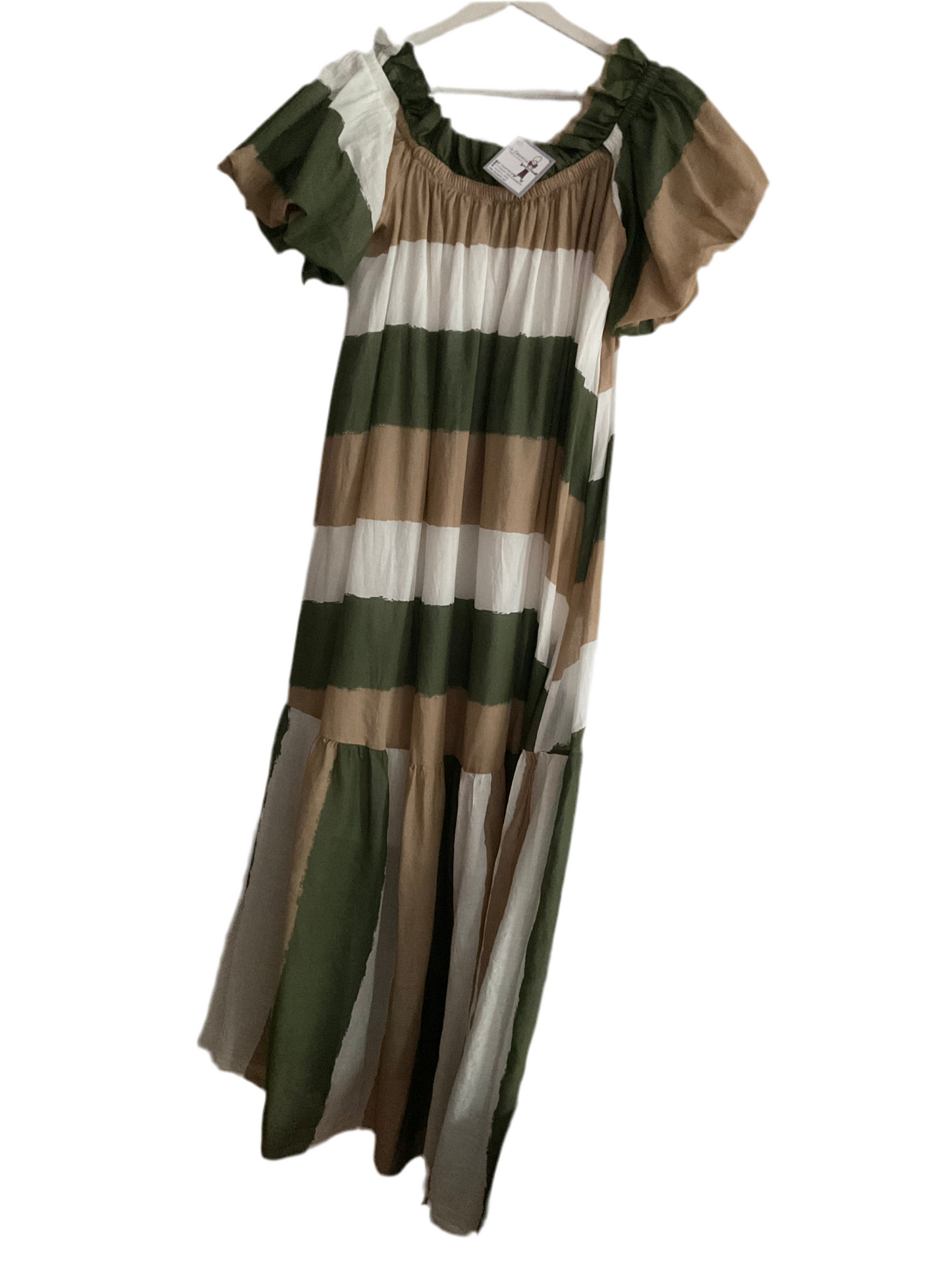 Vestido maxi de rayas en algodón