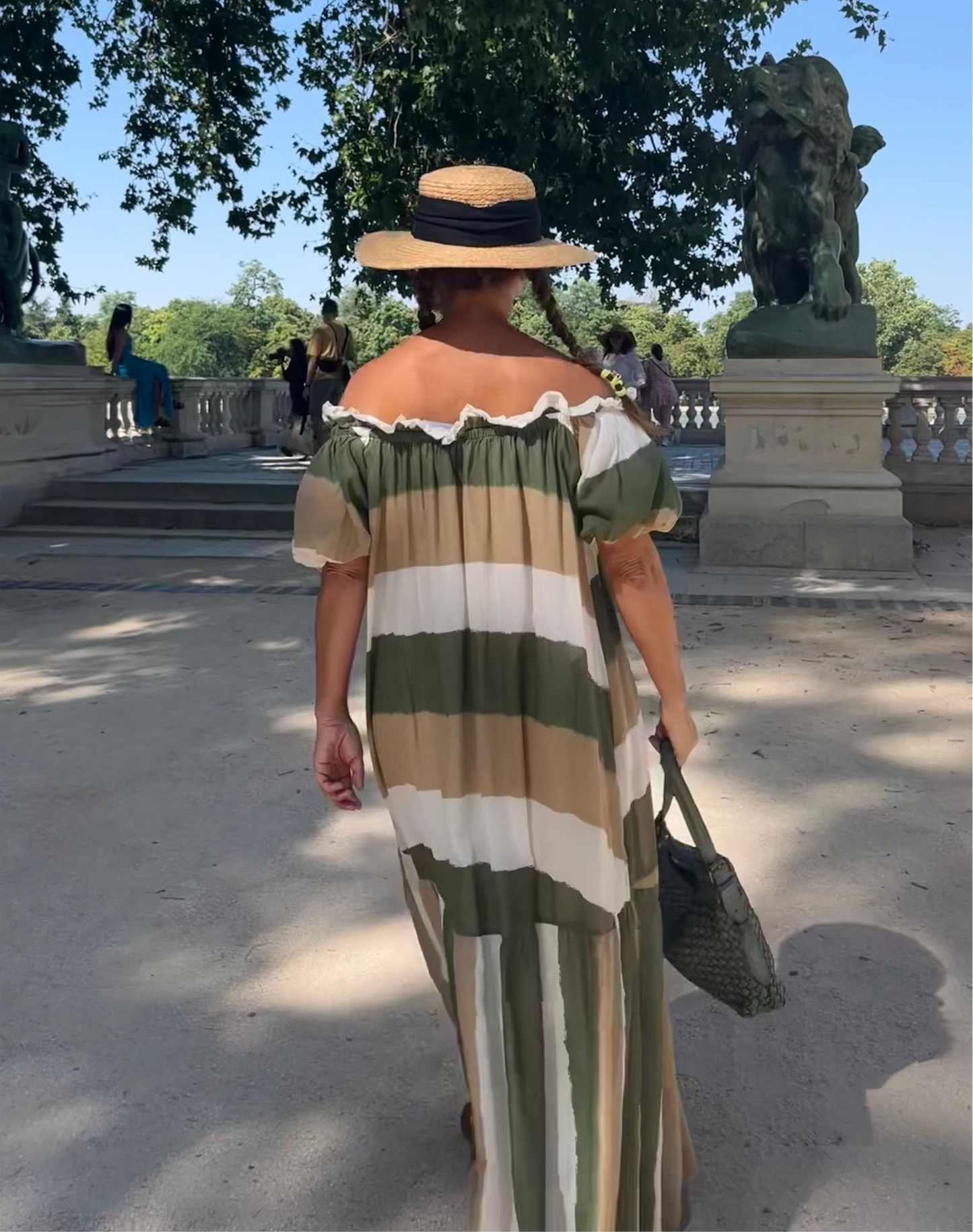 Vestido maxi de rayas en algodón