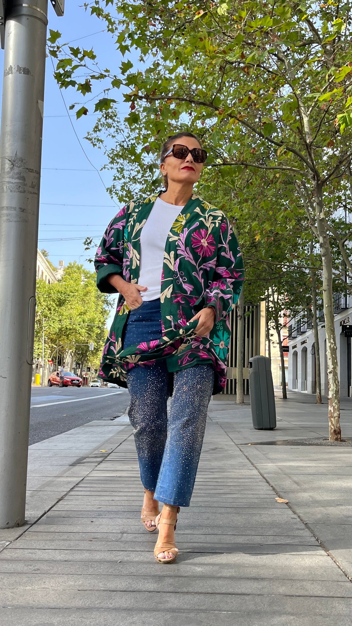 Chaqueta bordada multicolor