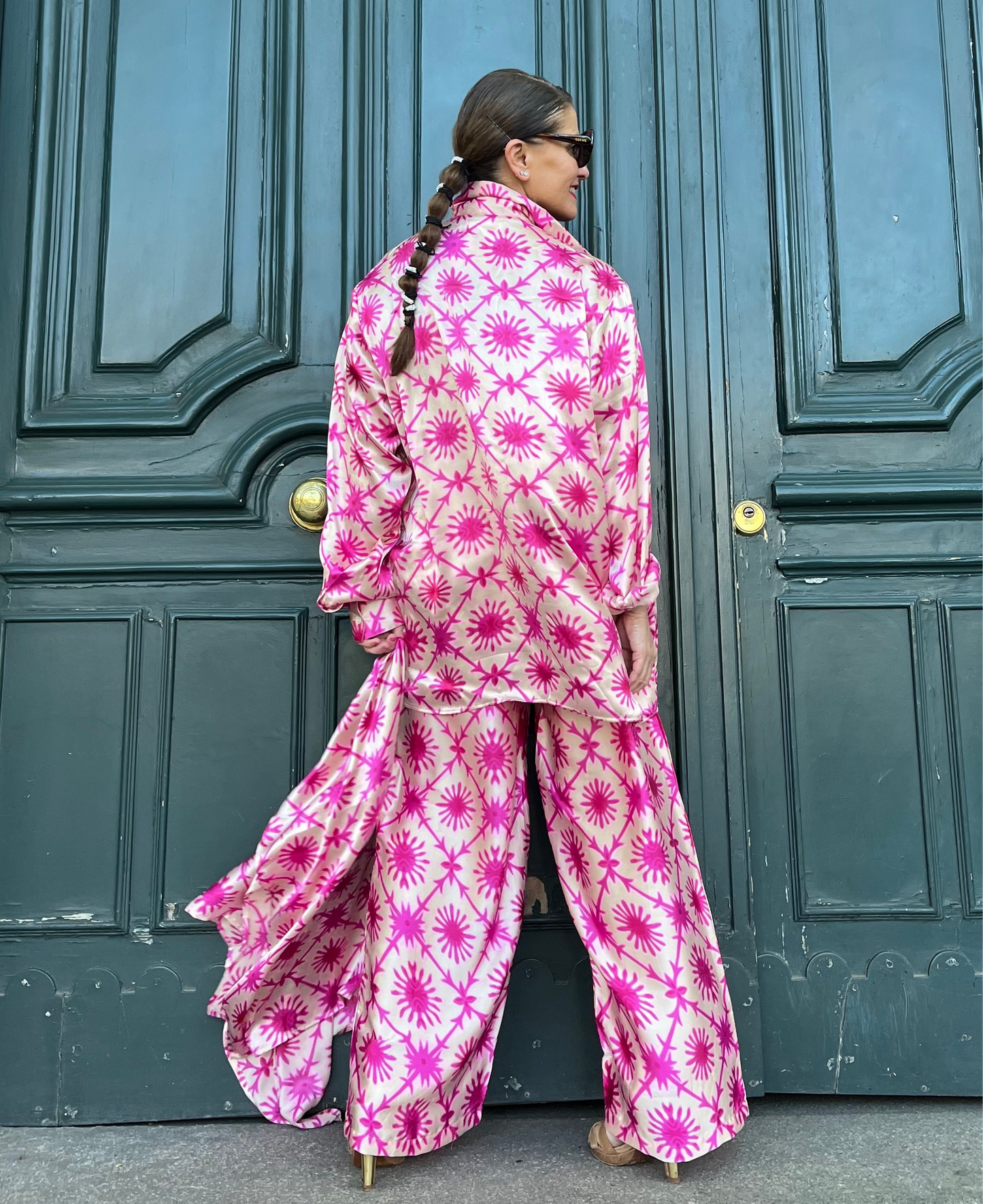 Camisa satén fucsia